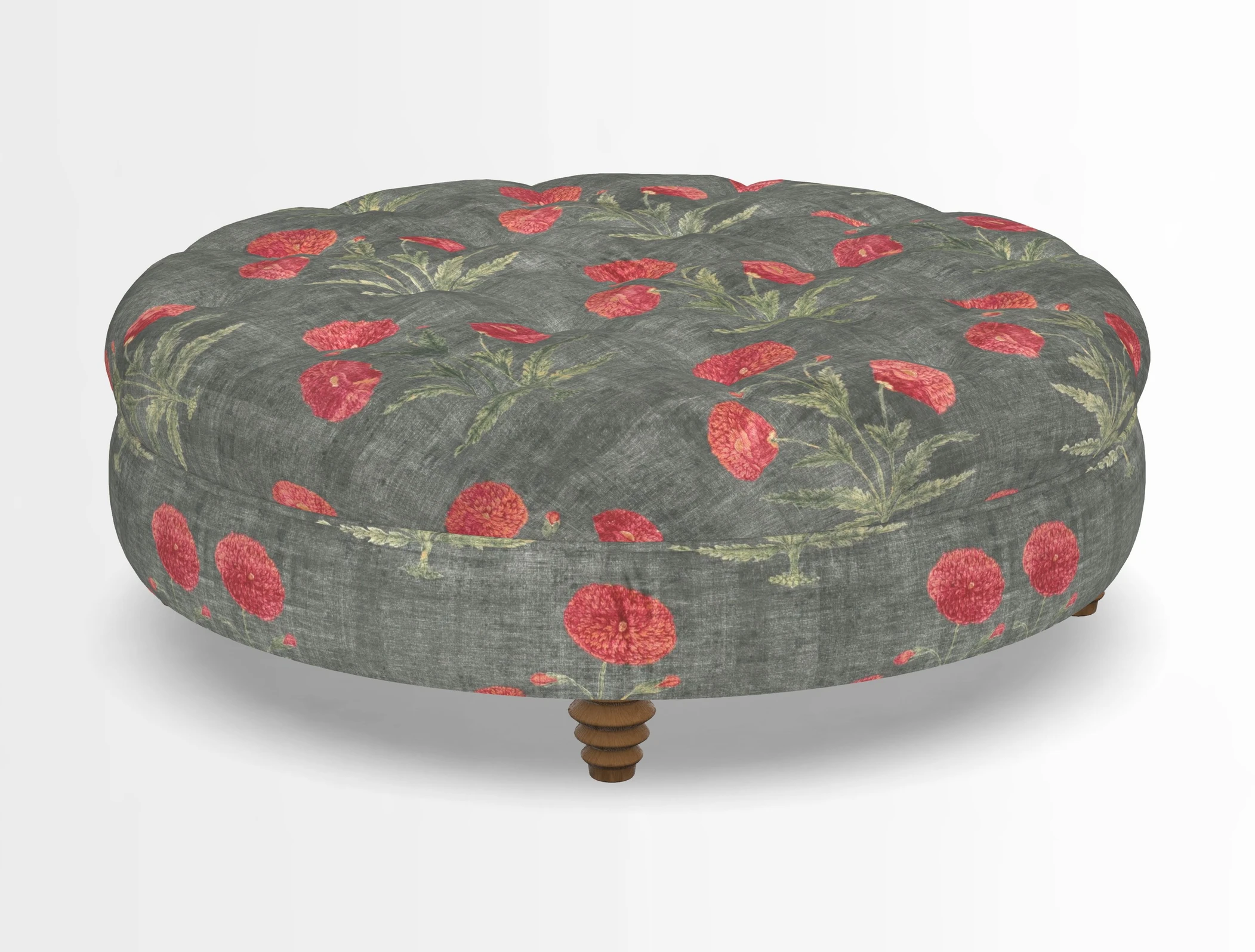 Helmsley Round Footstool in Linwood Omega Velvet Navy