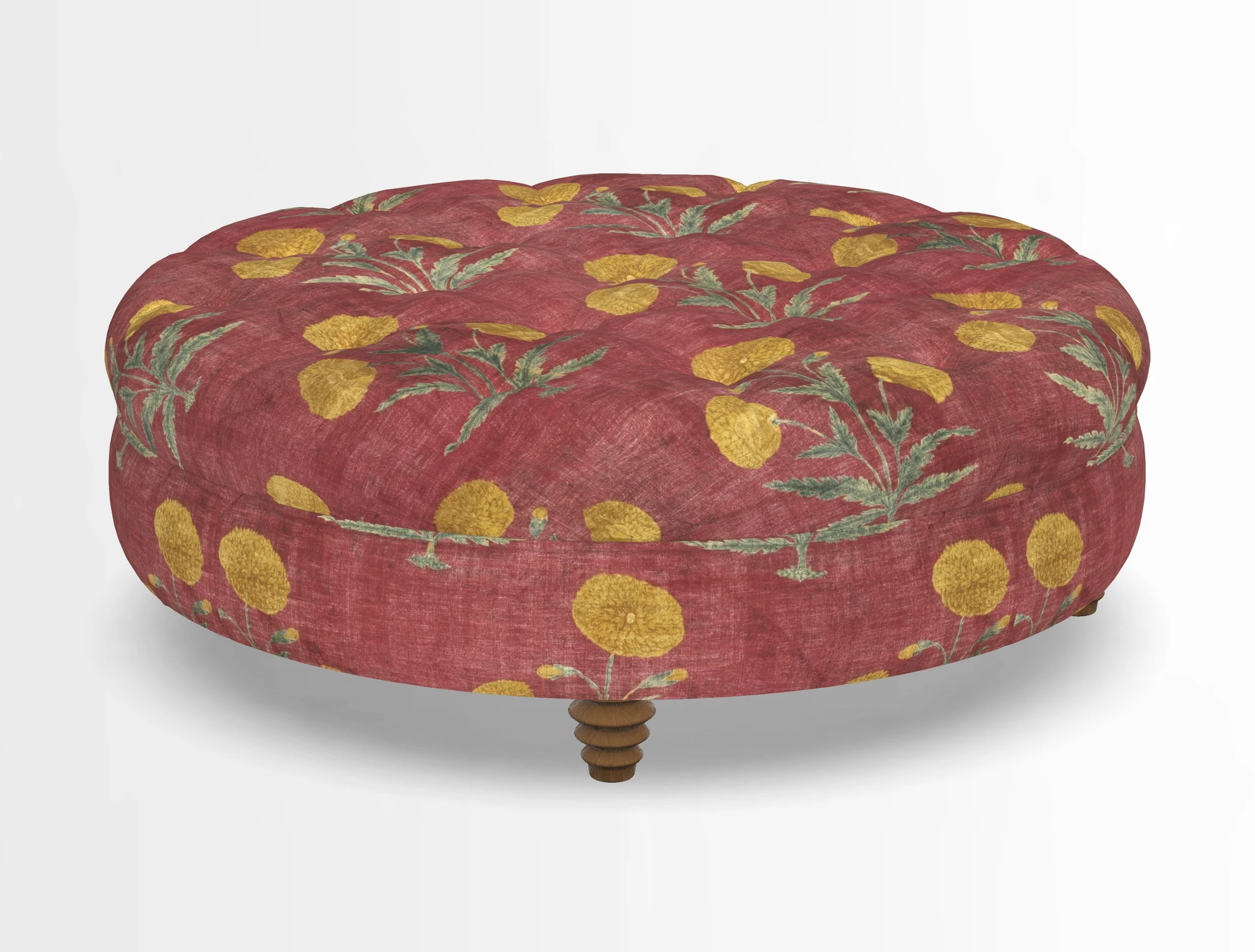 Helmsley Round Footstool in Linwood Omega Velvet Navy