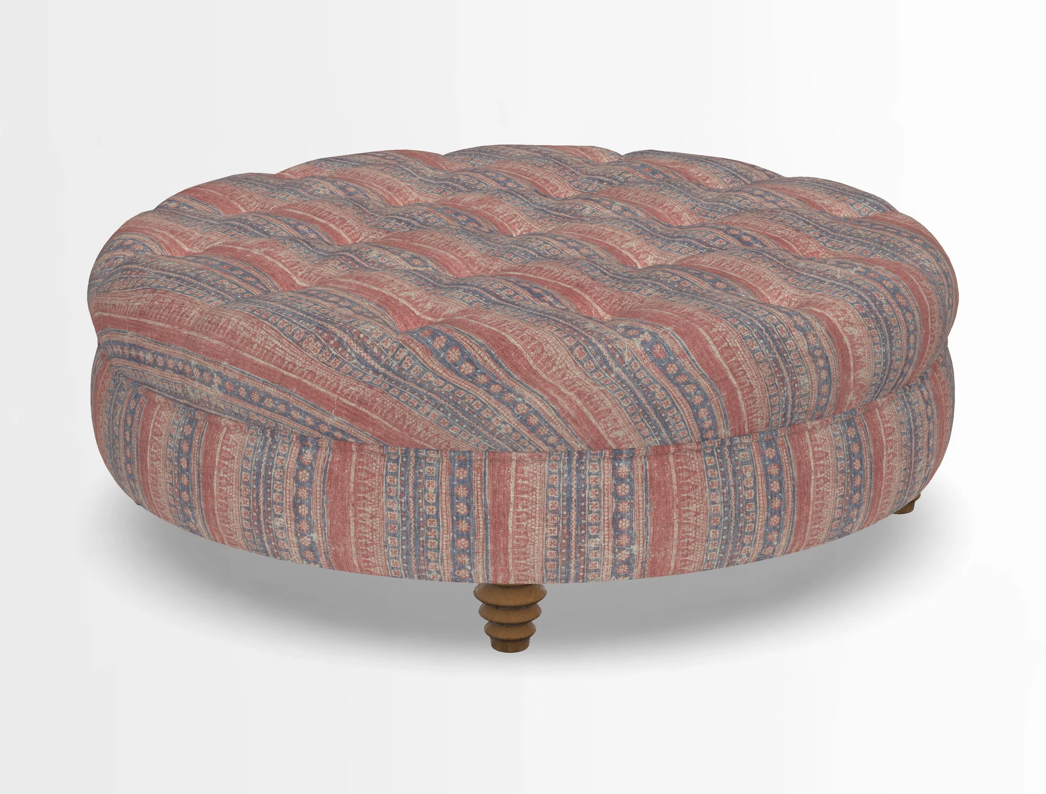 Helmsley Round Footstool in Linwood Omega Velvet Navy