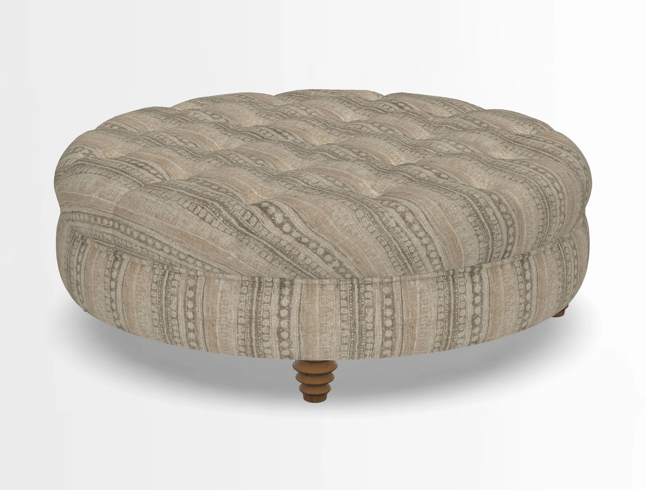 Helmsley Round Footstool in Linwood Omega Velvet Navy
