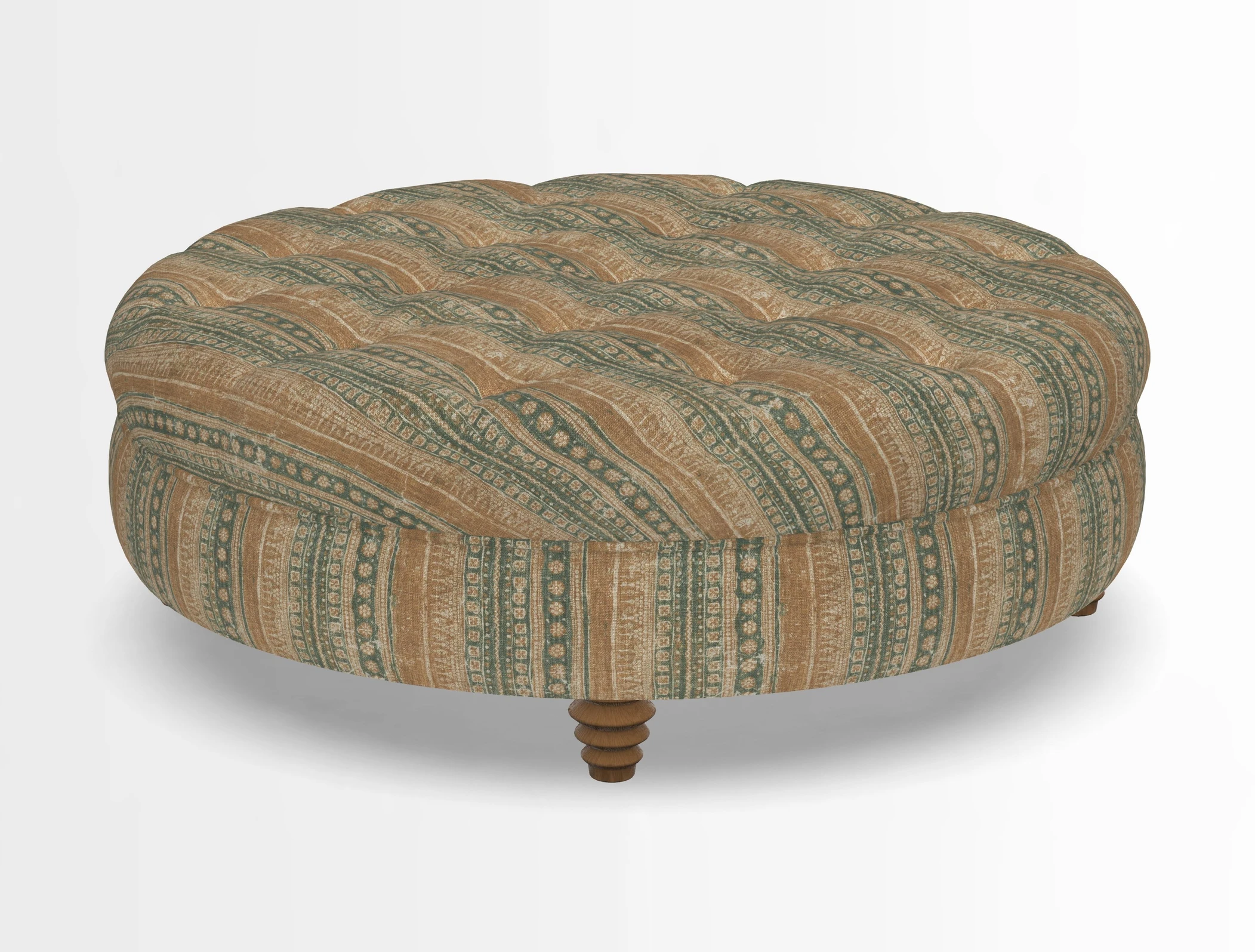 Helmsley Round Footstool in Linwood Omega Velvet Navy