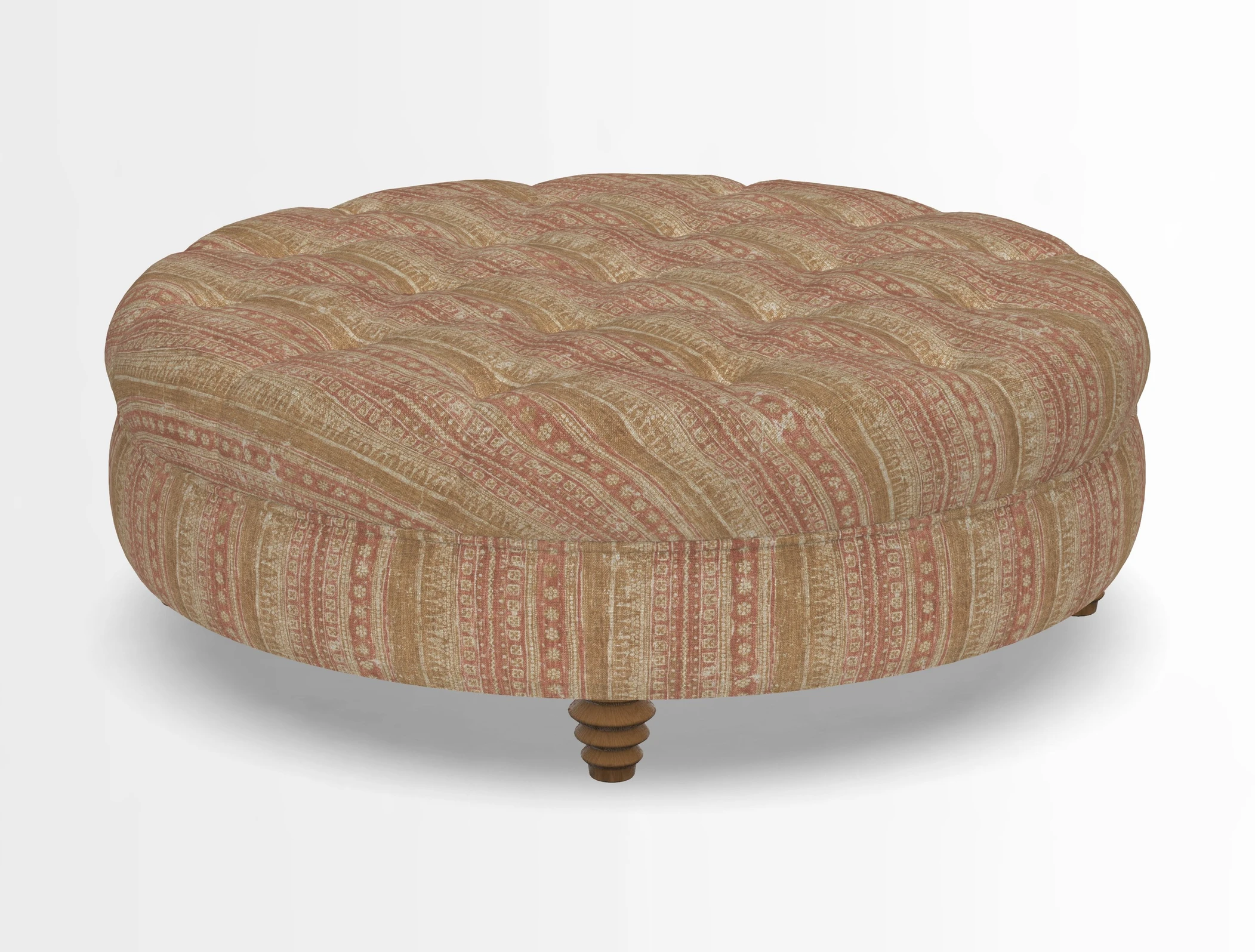 Helmsley Round Footstool in Linwood Omega Velvet Navy