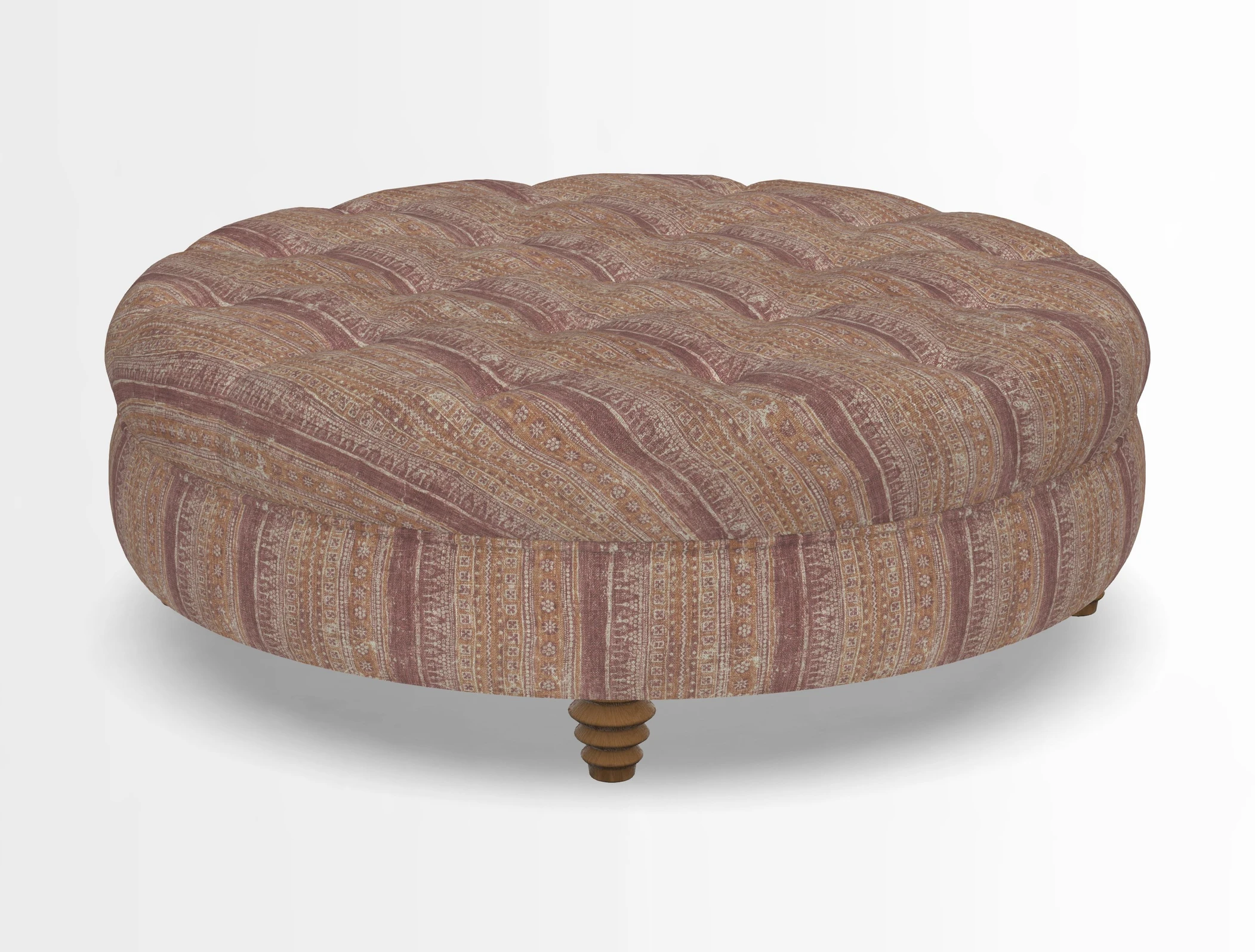 Helmsley Round Footstool in Linwood Omega Velvet Navy