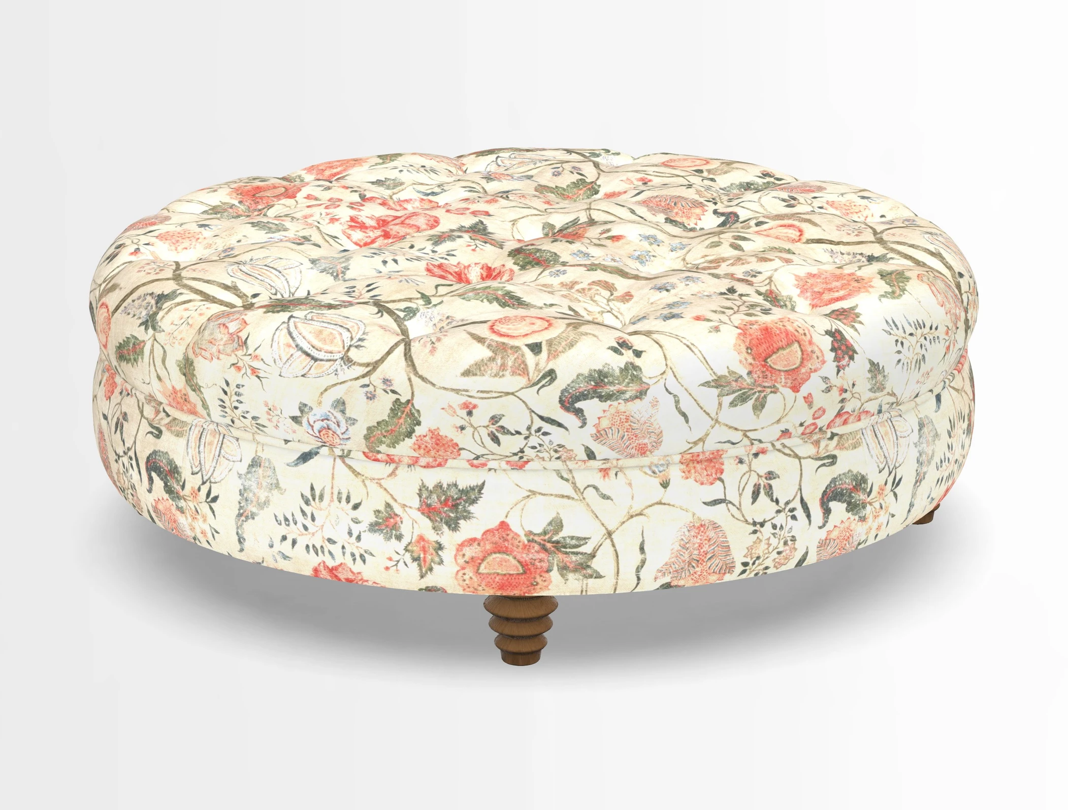 Helmsley Round Footstool in Linwood Omega Velvet Navy