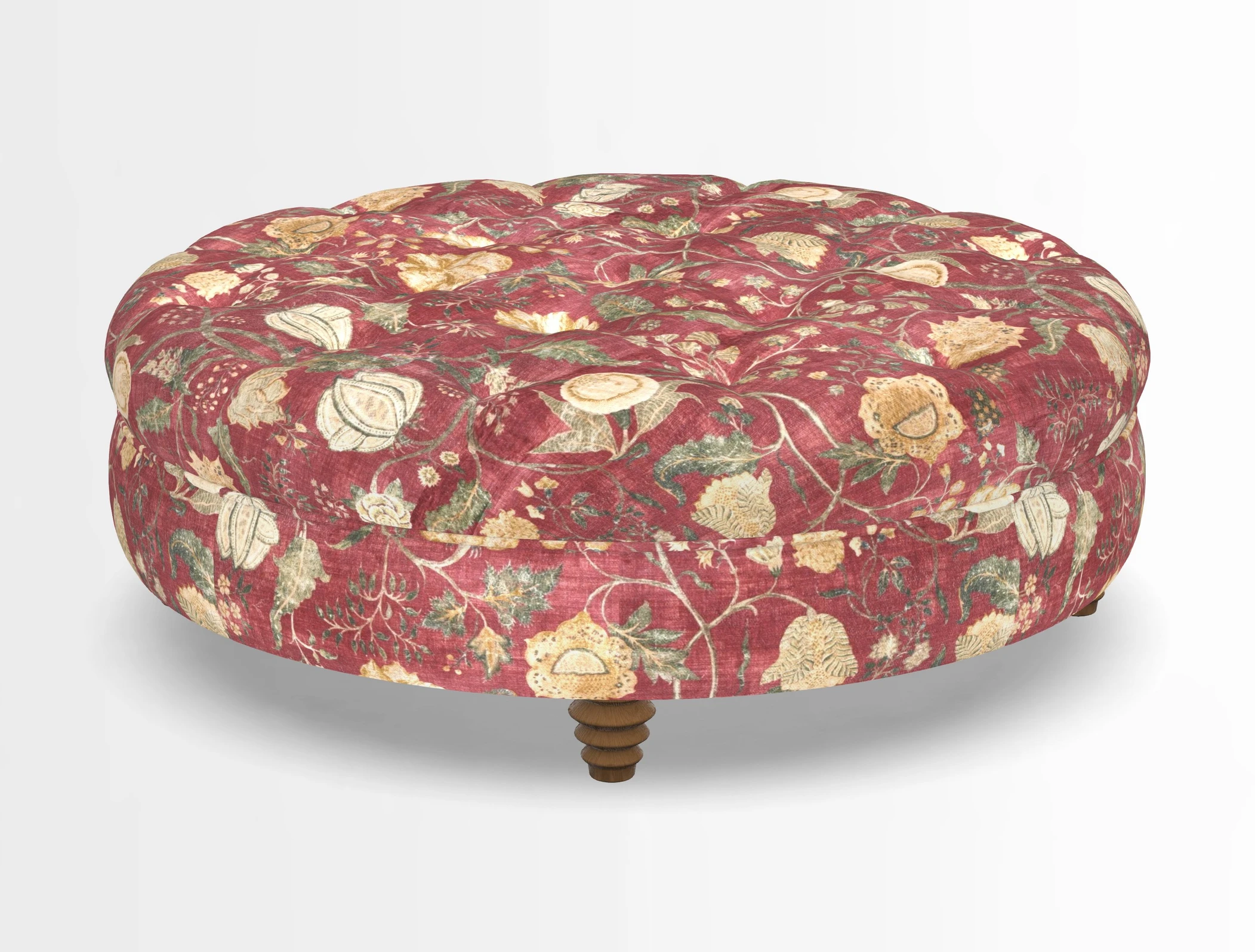 Helmsley Round Footstool in Linwood Omega Velvet Navy