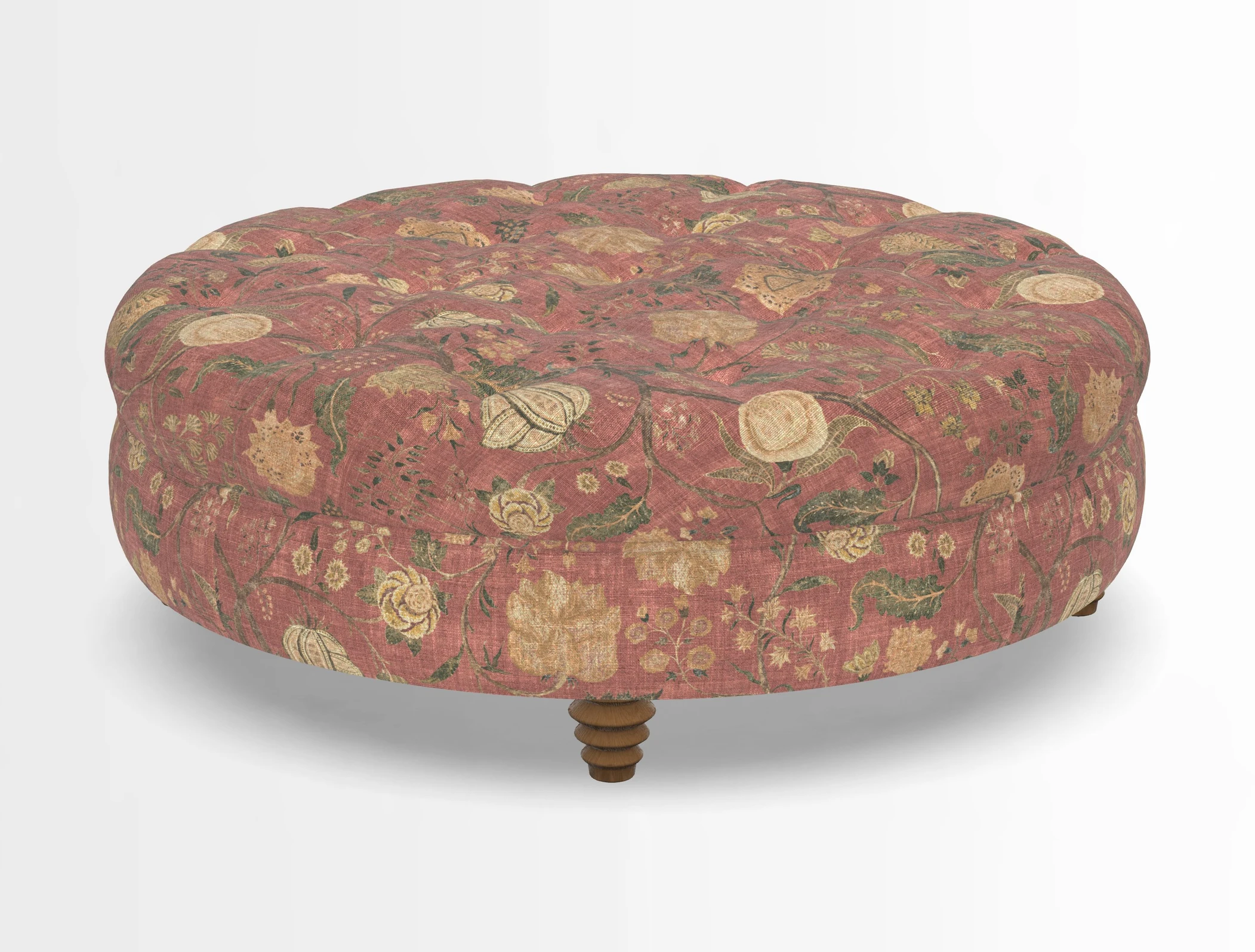 Helmsley Round Footstool in Linwood Omega Velvet Navy