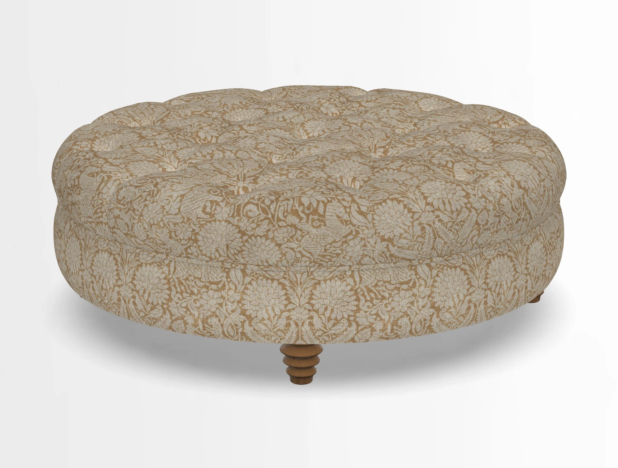 Helmsley Round Footstool in Linwood Omega Velvet Navy