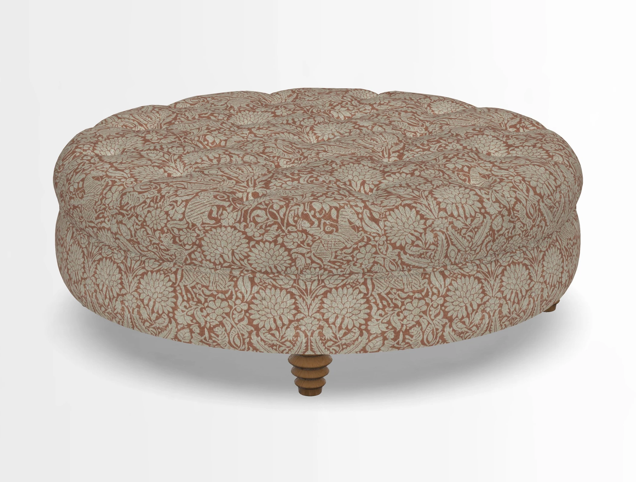 Helmsley Round Footstool in Linwood Omega Velvet Navy