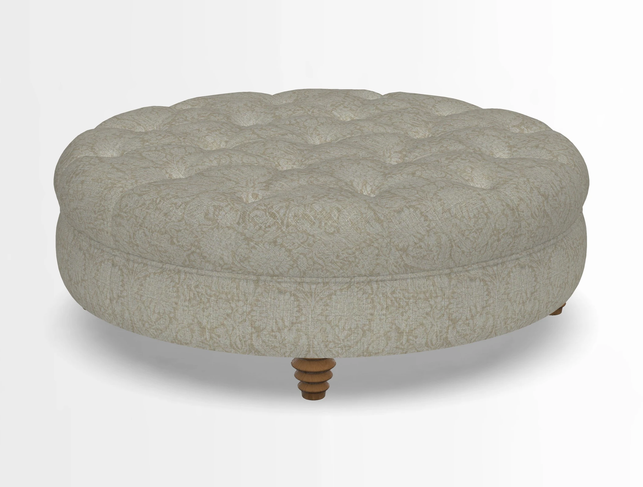 Helmsley Round Footstool in Linwood Omega Velvet Navy