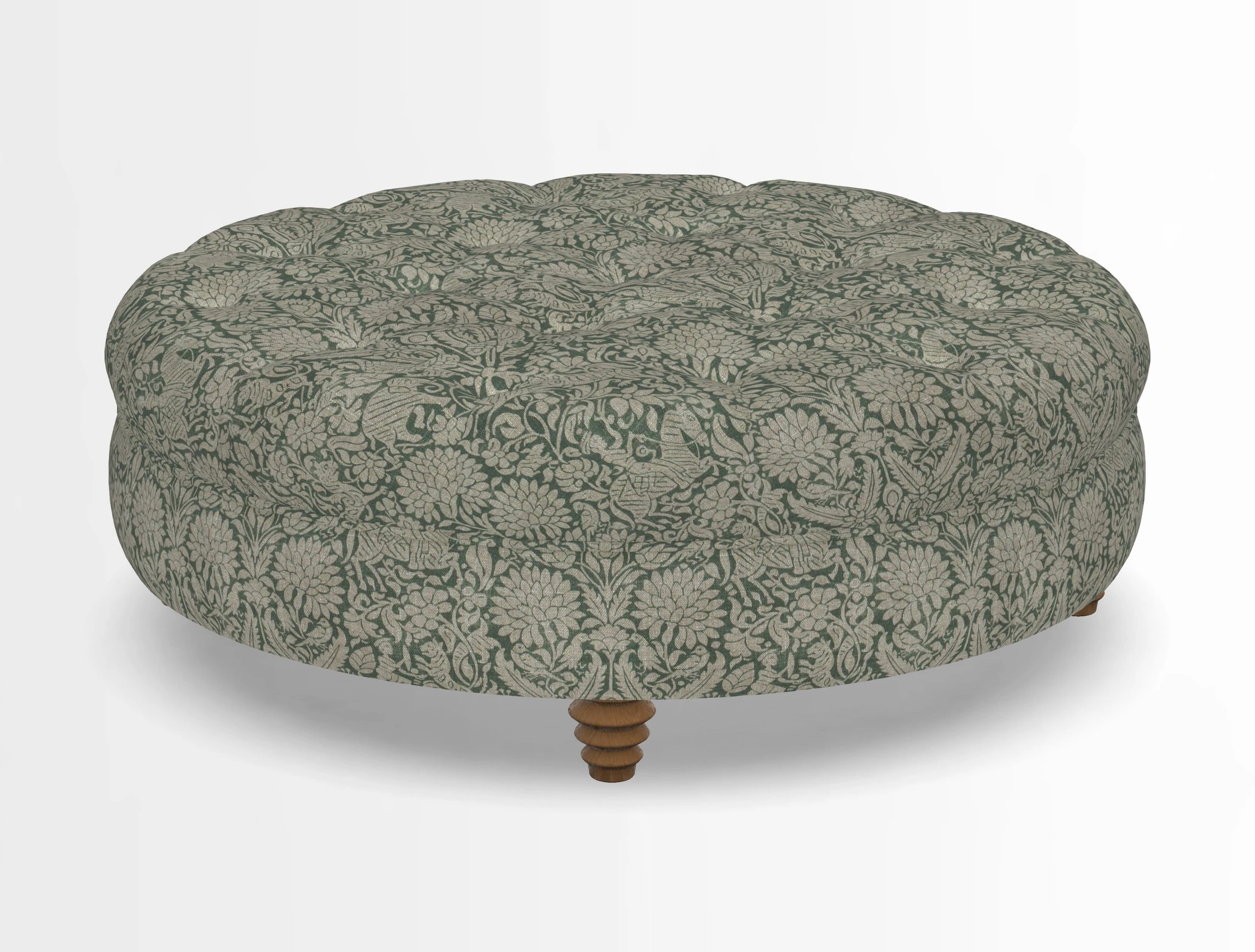Helmsley Round Footstool in Linwood Omega Velvet Navy