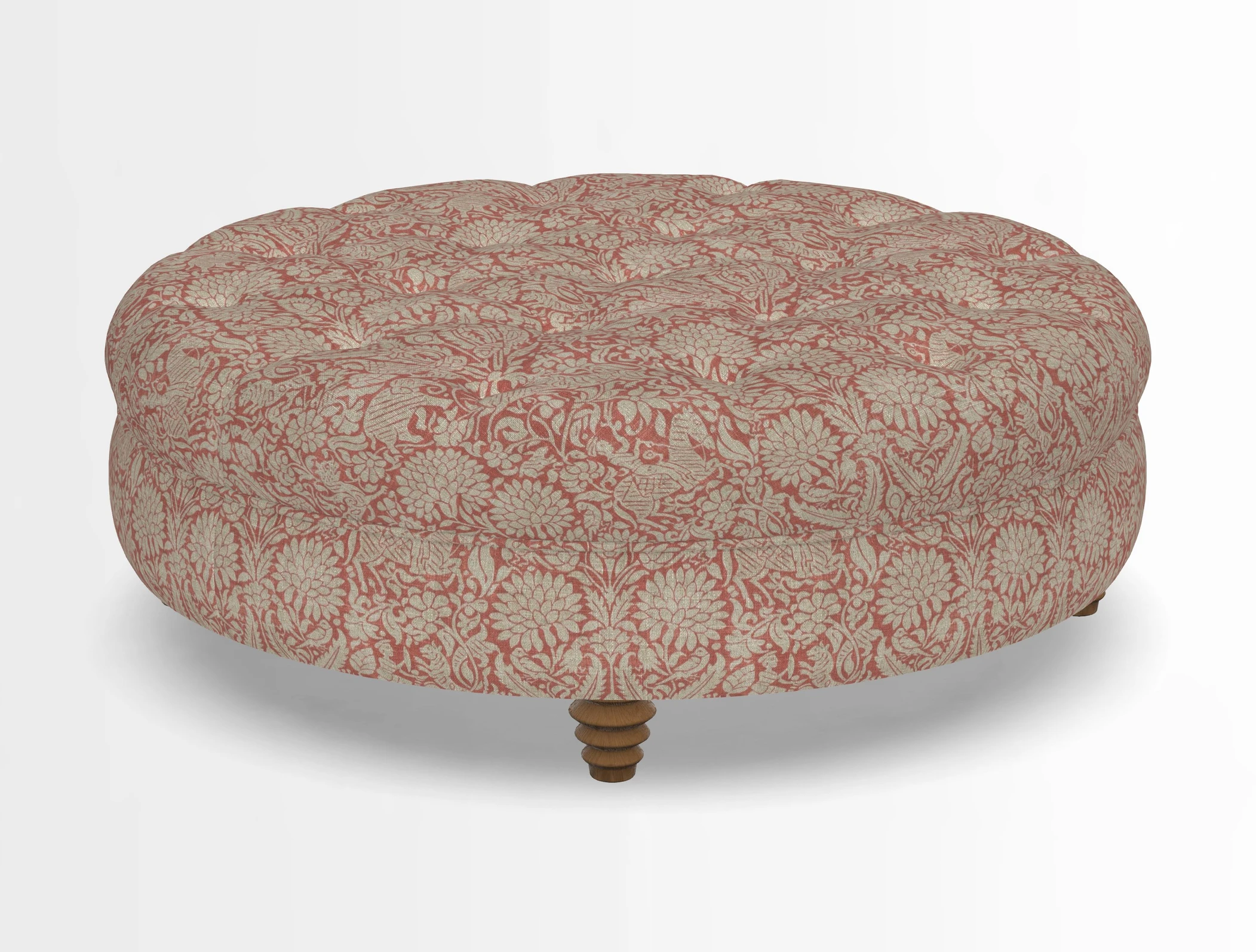 Helmsley Round Footstool in Linwood Omega Velvet Navy