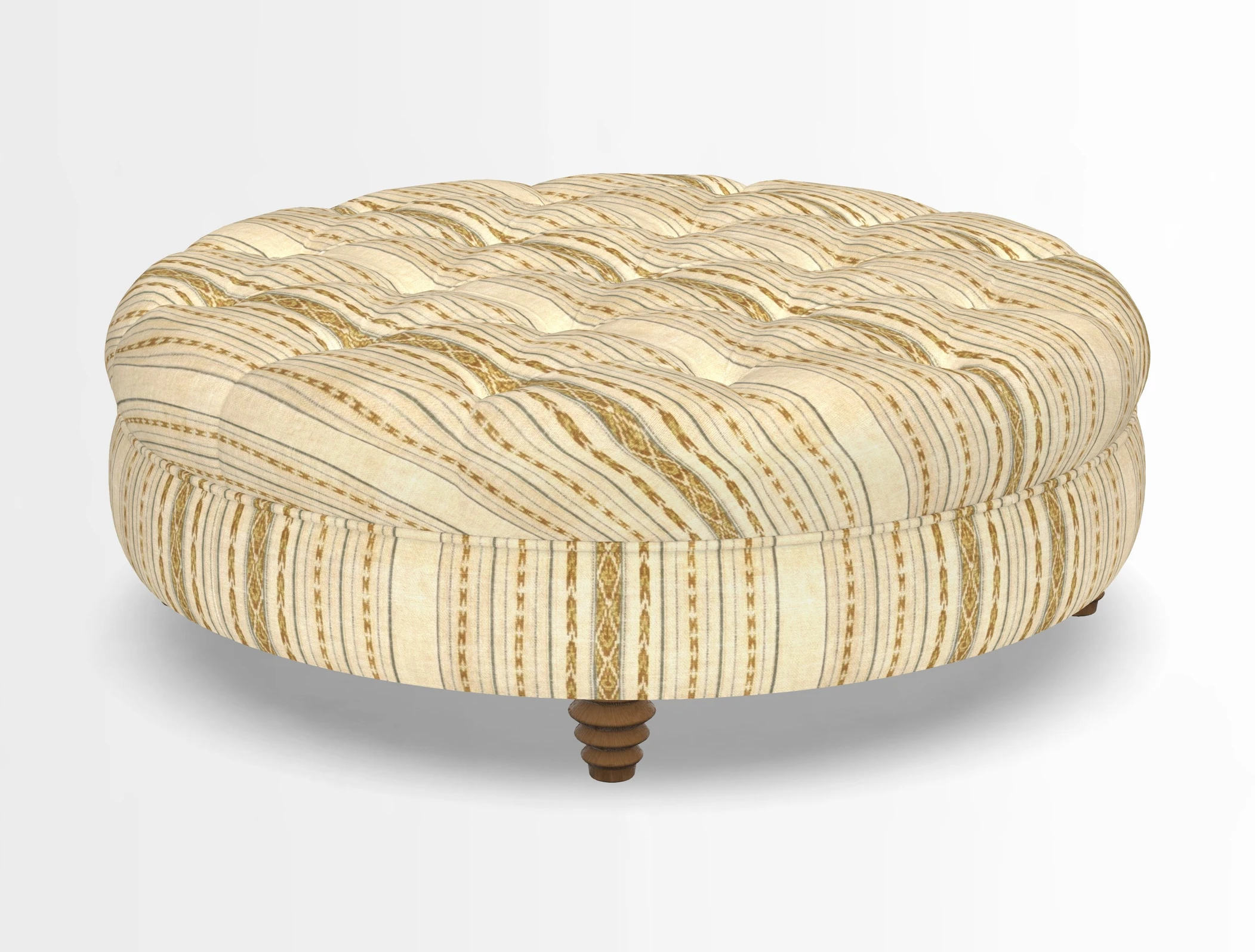 Helmsley Round Footstool in Linwood Omega Velvet Navy