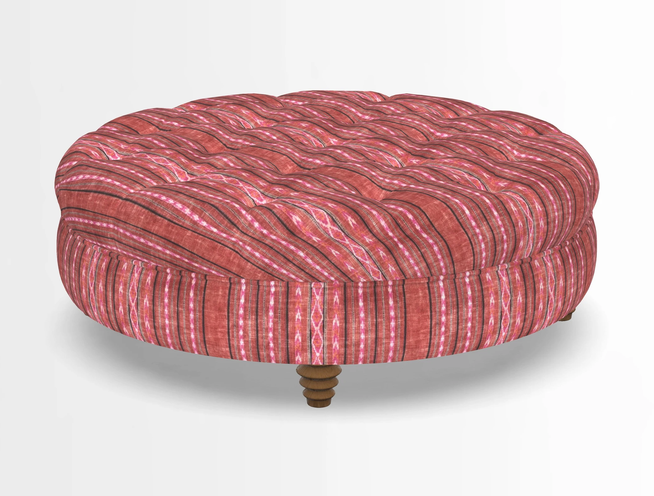 Helmsley Round Footstool in Linwood Omega Velvet Navy