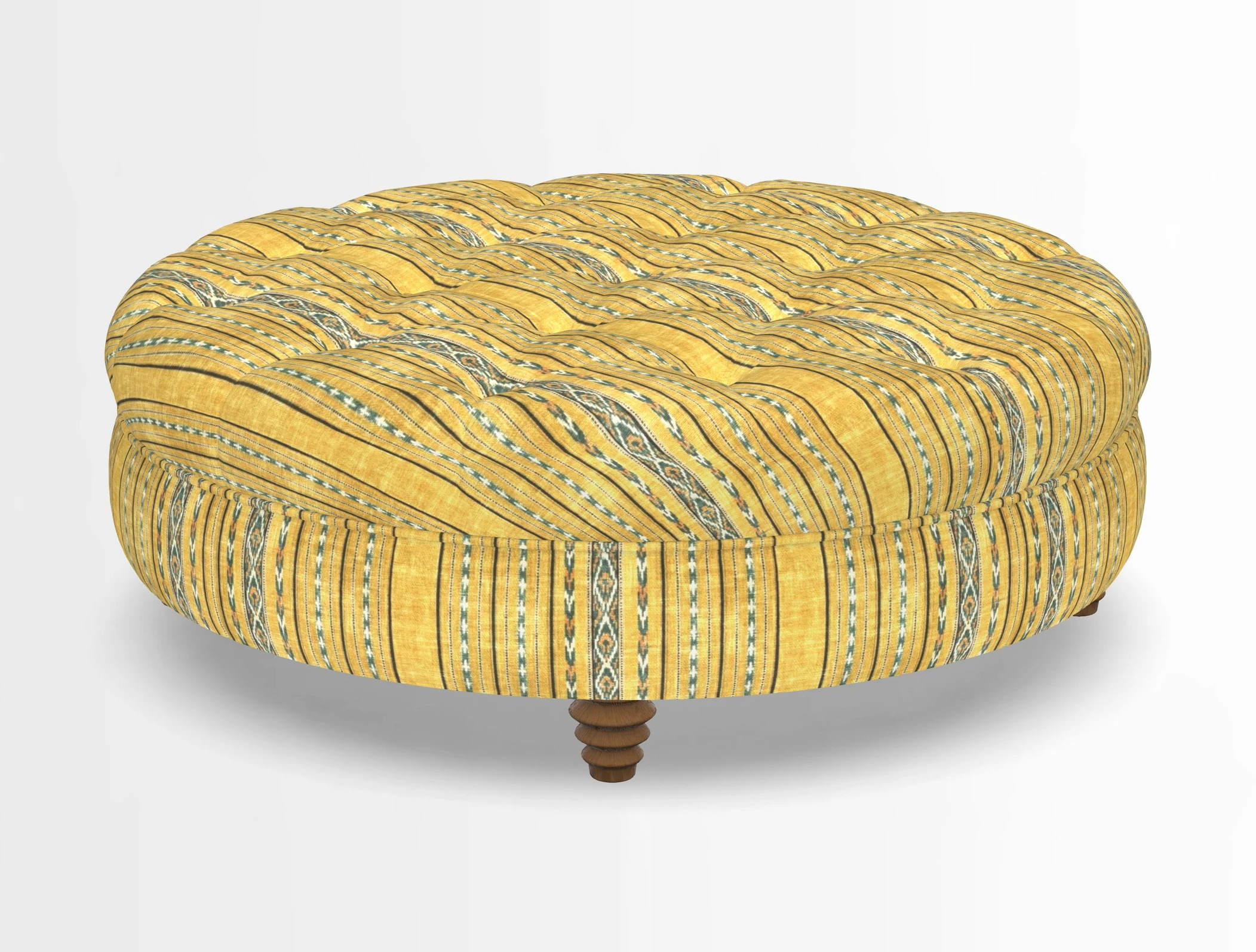 Helmsley Round Footstool in Linwood Omega Velvet Navy