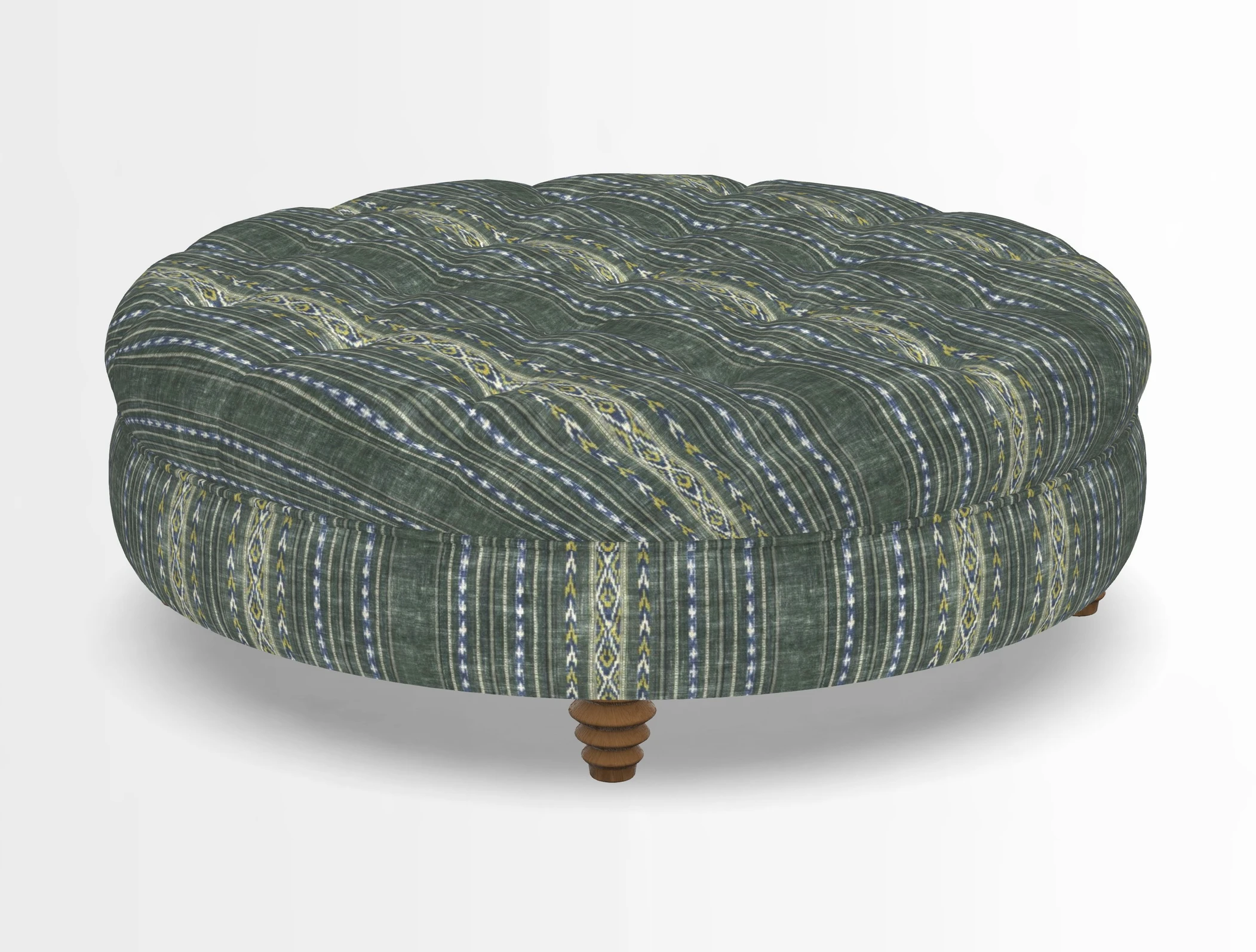 Helmsley Round Footstool in Linwood Omega Velvet Navy