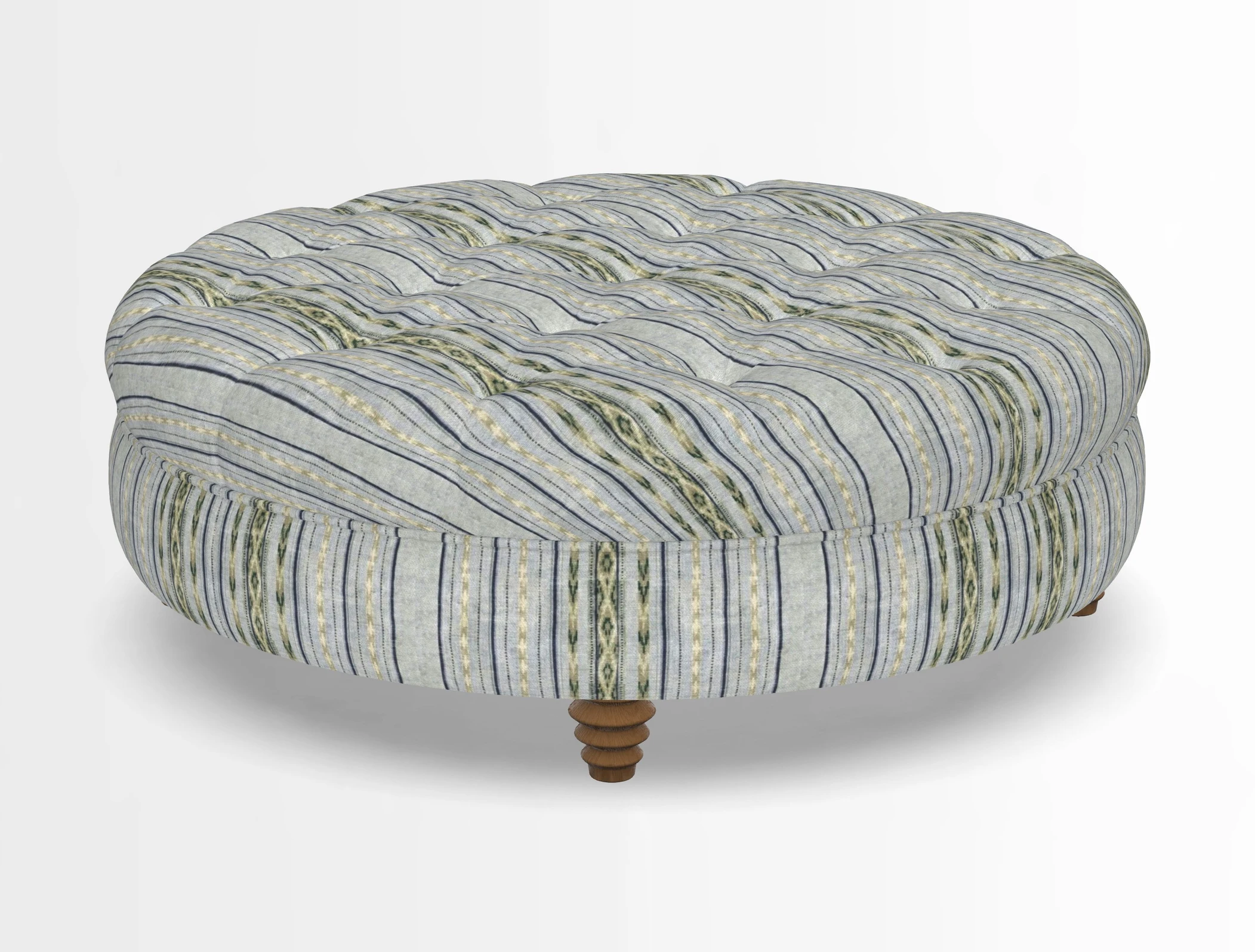 Helmsley Round Footstool in Linwood Omega Velvet Navy