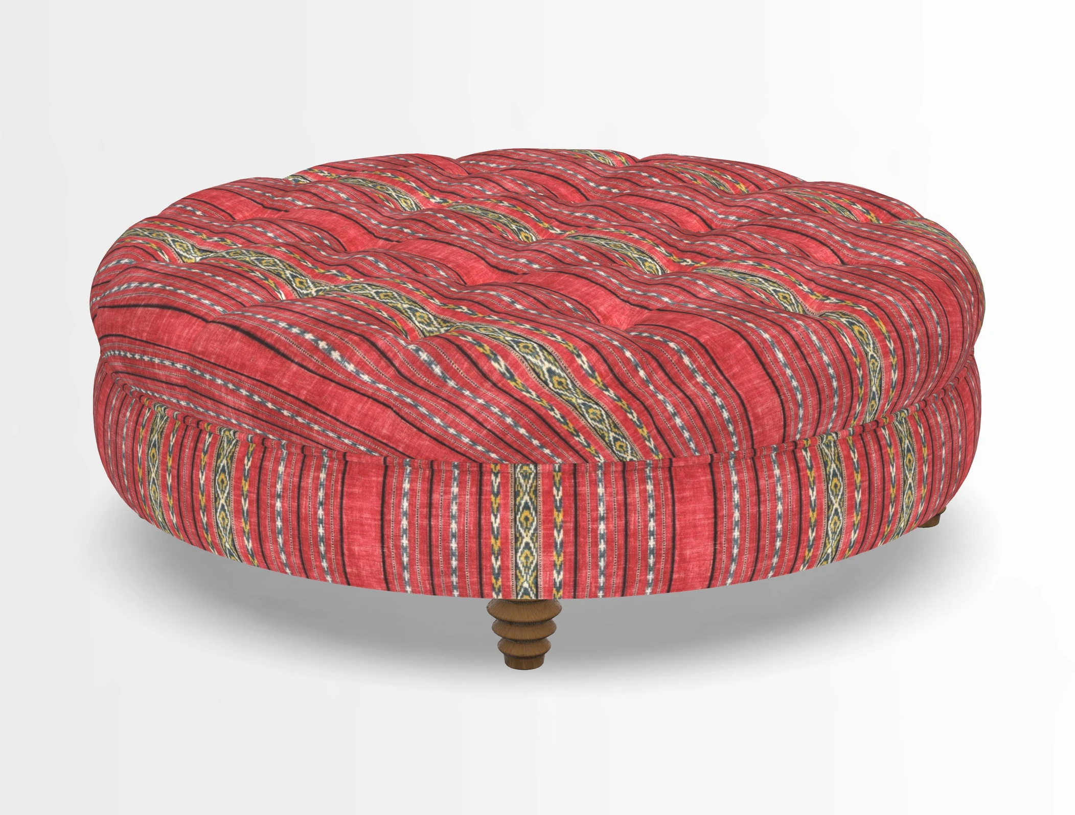 Helmsley Round Footstool in Linwood Omega Velvet Navy