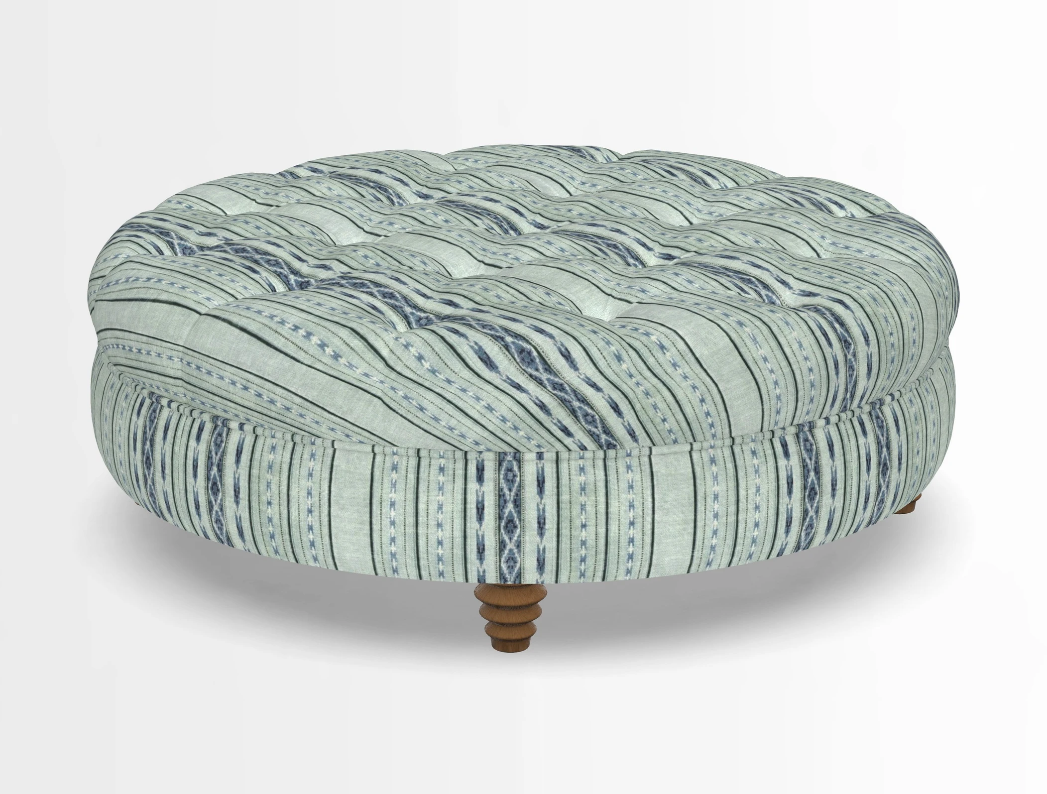 Helmsley Round Footstool in Linwood Omega Velvet Navy
