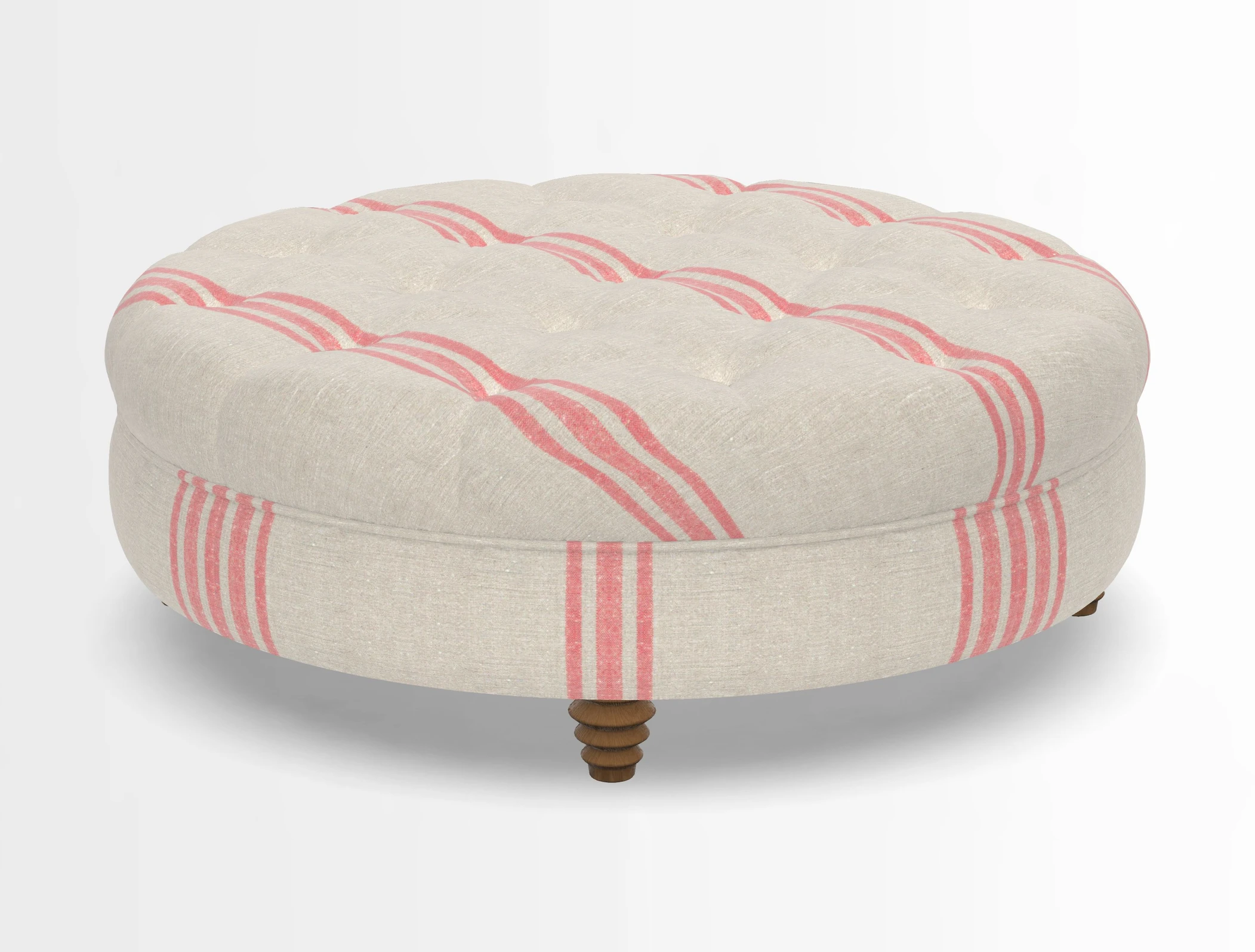 Helmsley Round Footstool in Linwood Omega Velvet Navy