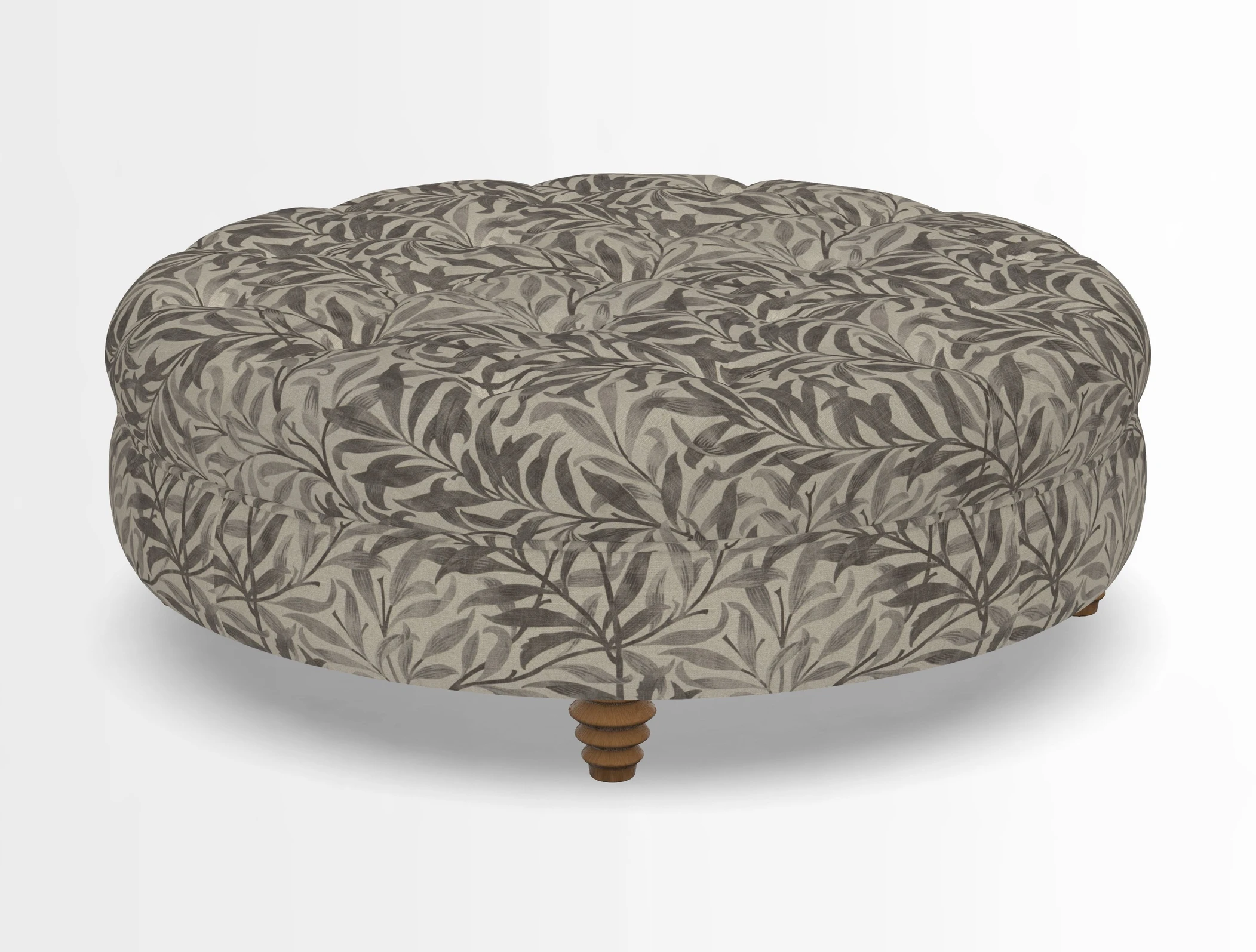 Helmsley Round Footstool in Linwood Omega Velvet Navy