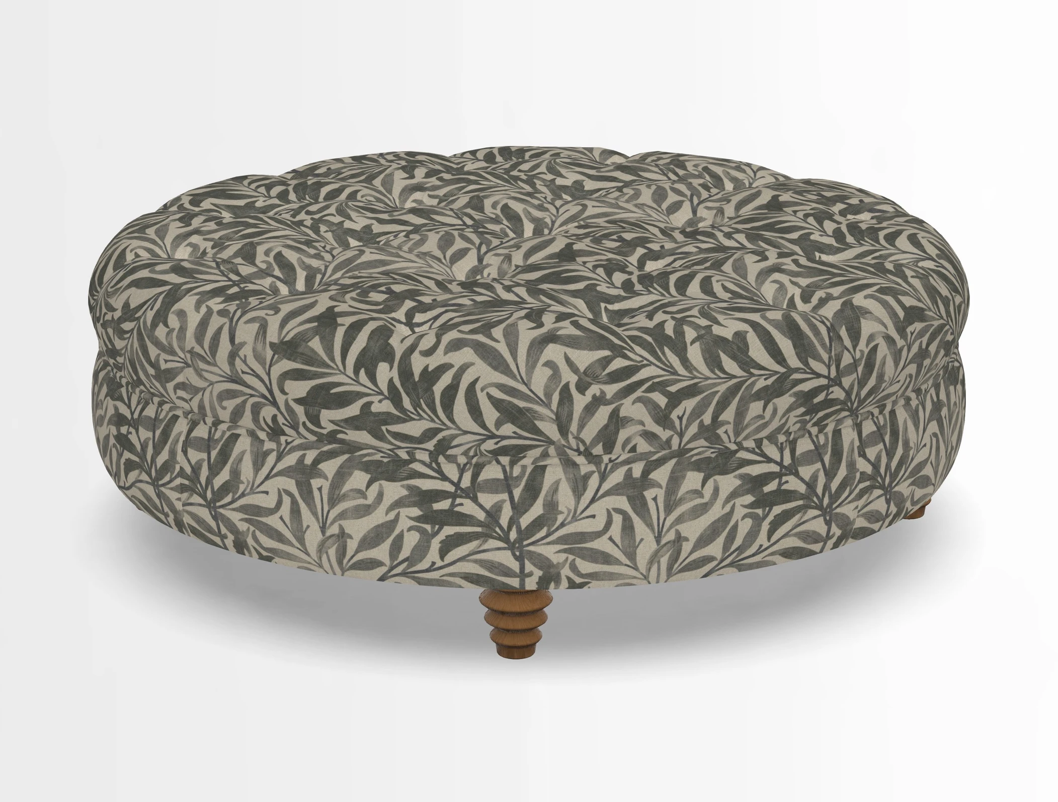 Helmsley Round Footstool in Linwood Omega Velvet Navy