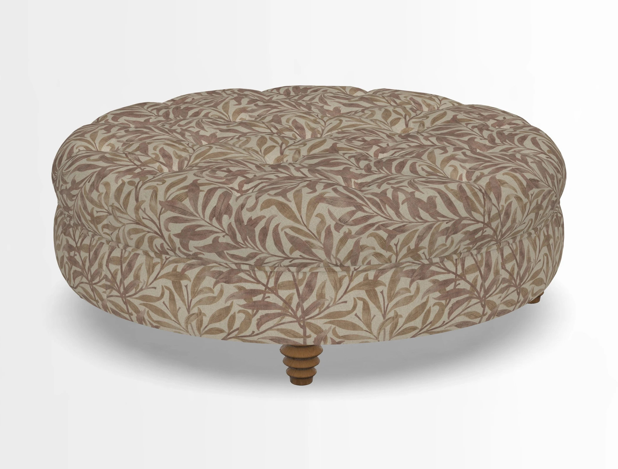 Helmsley Round Footstool in Linwood Omega Velvet Navy