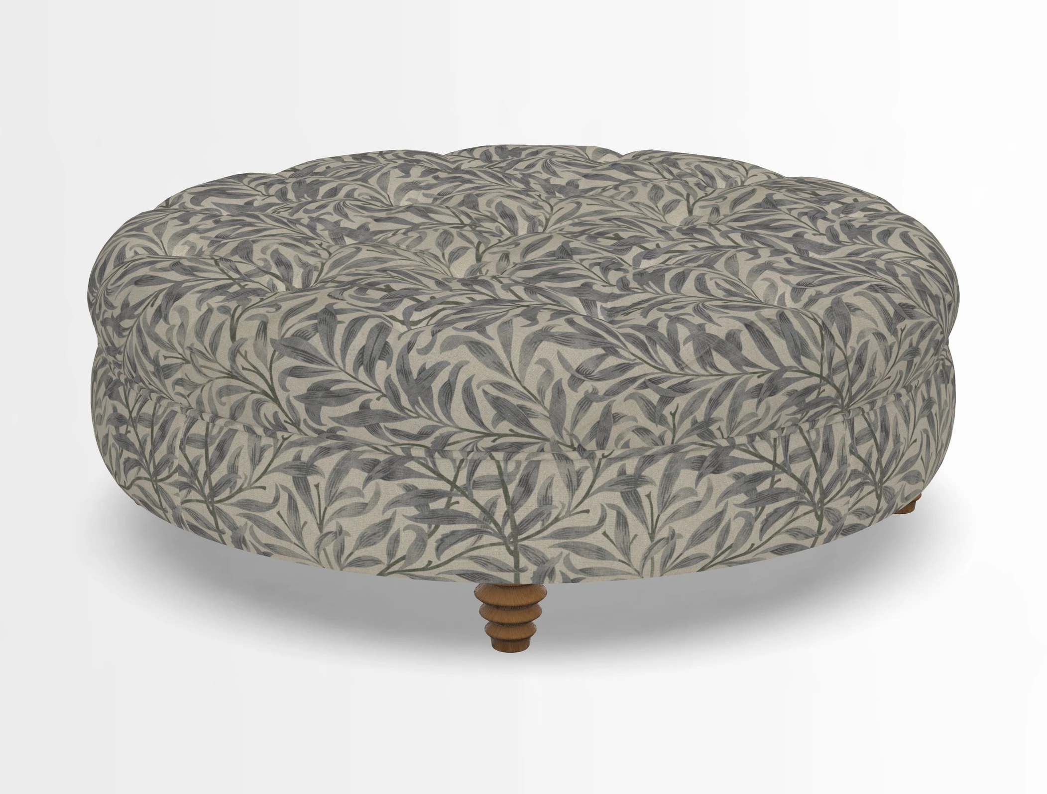 Helmsley Round Footstool in Linwood Omega Velvet Navy