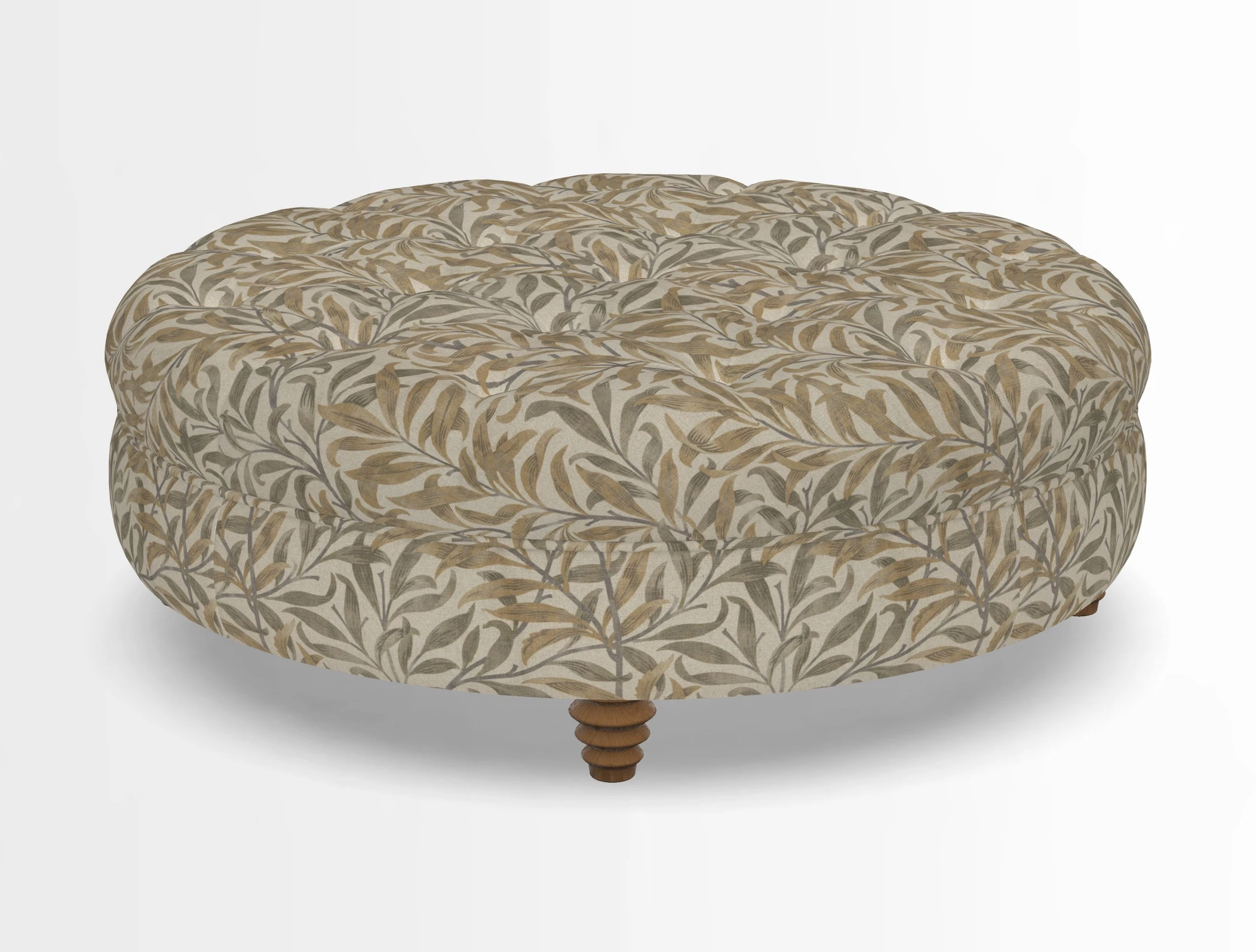 Helmsley Round Footstool in Linwood Omega Velvet Navy