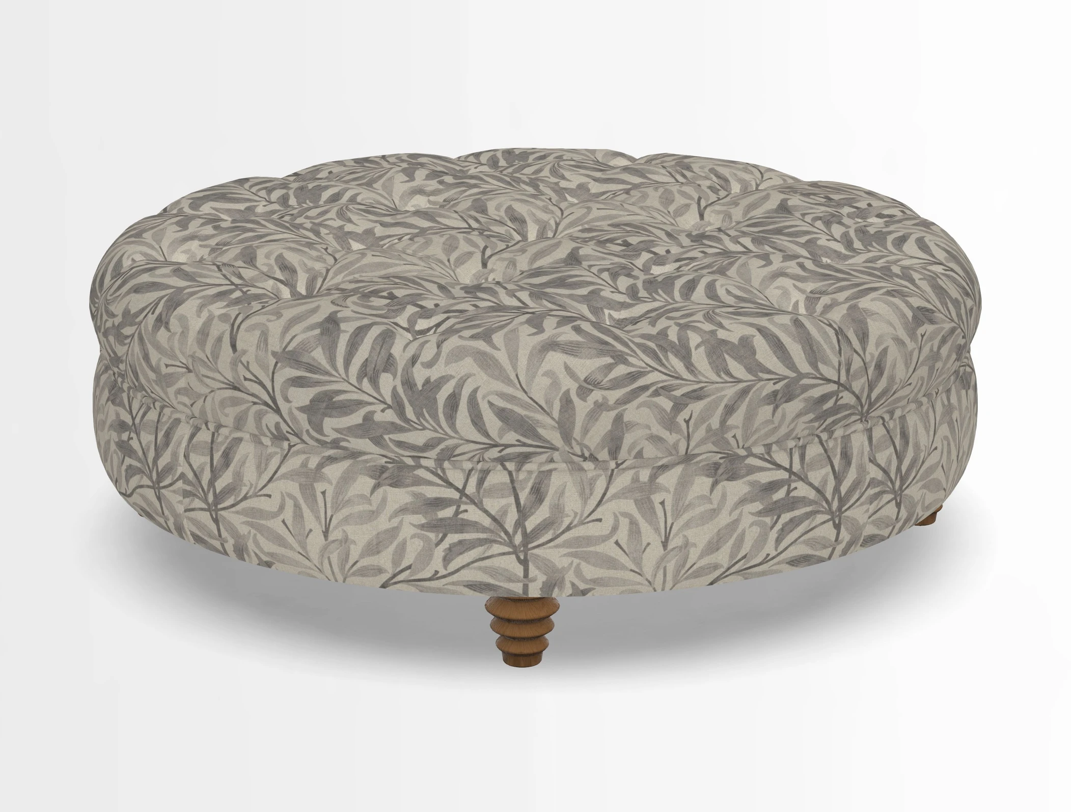 Helmsley Round Footstool in Linwood Omega Velvet Navy