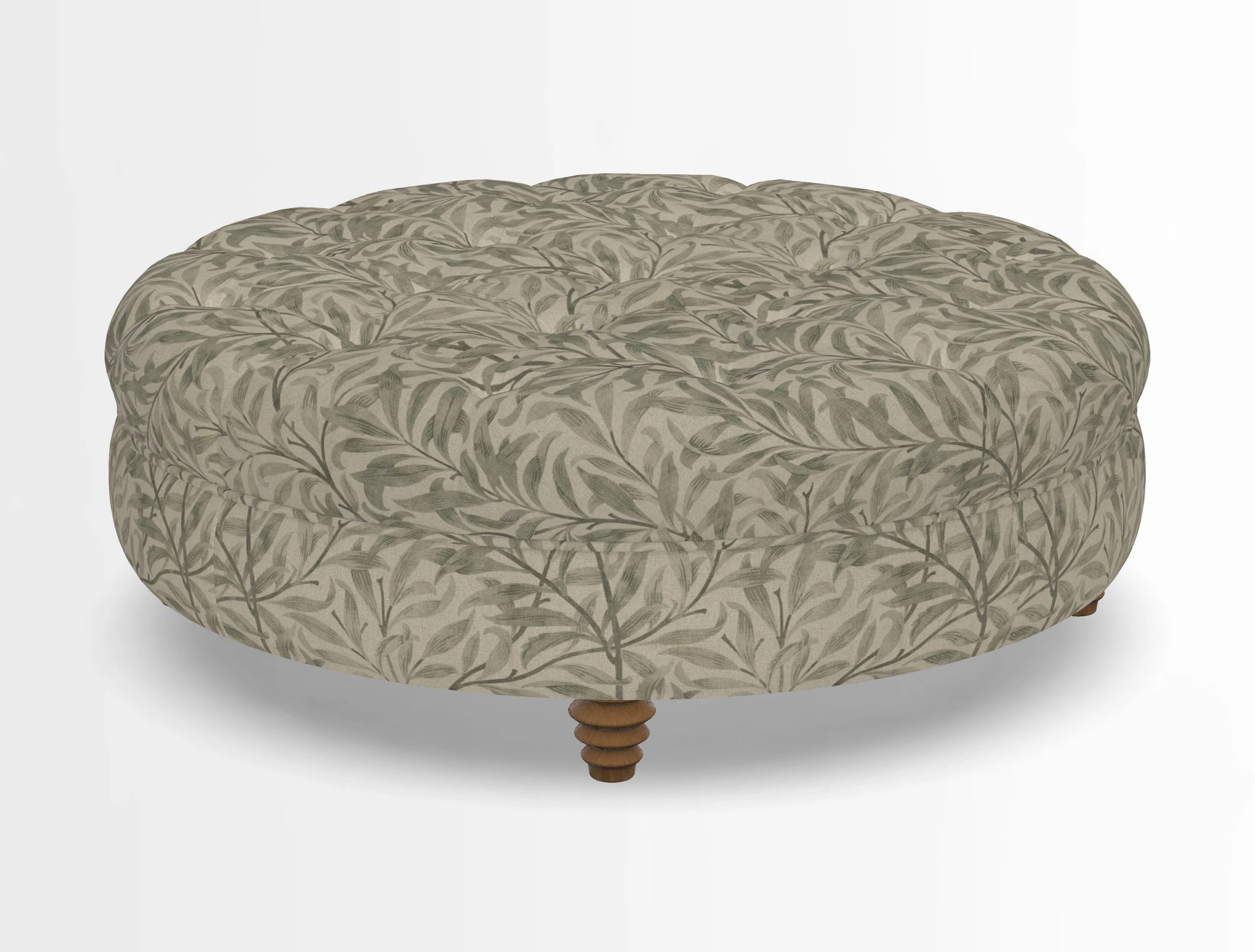 Helmsley Round Footstool in Linwood Omega Velvet Navy