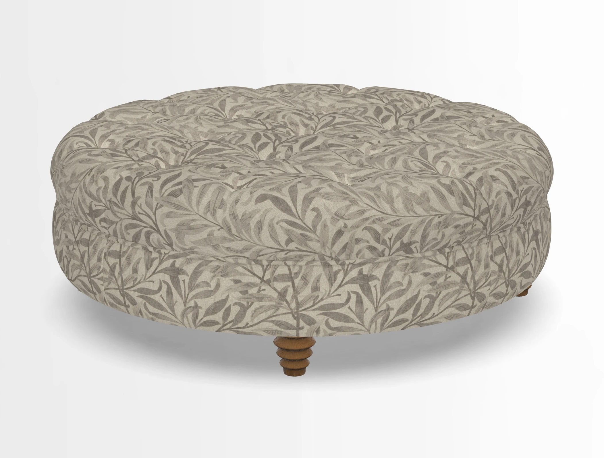 Helmsley Round Footstool in Linwood Omega Velvet Navy