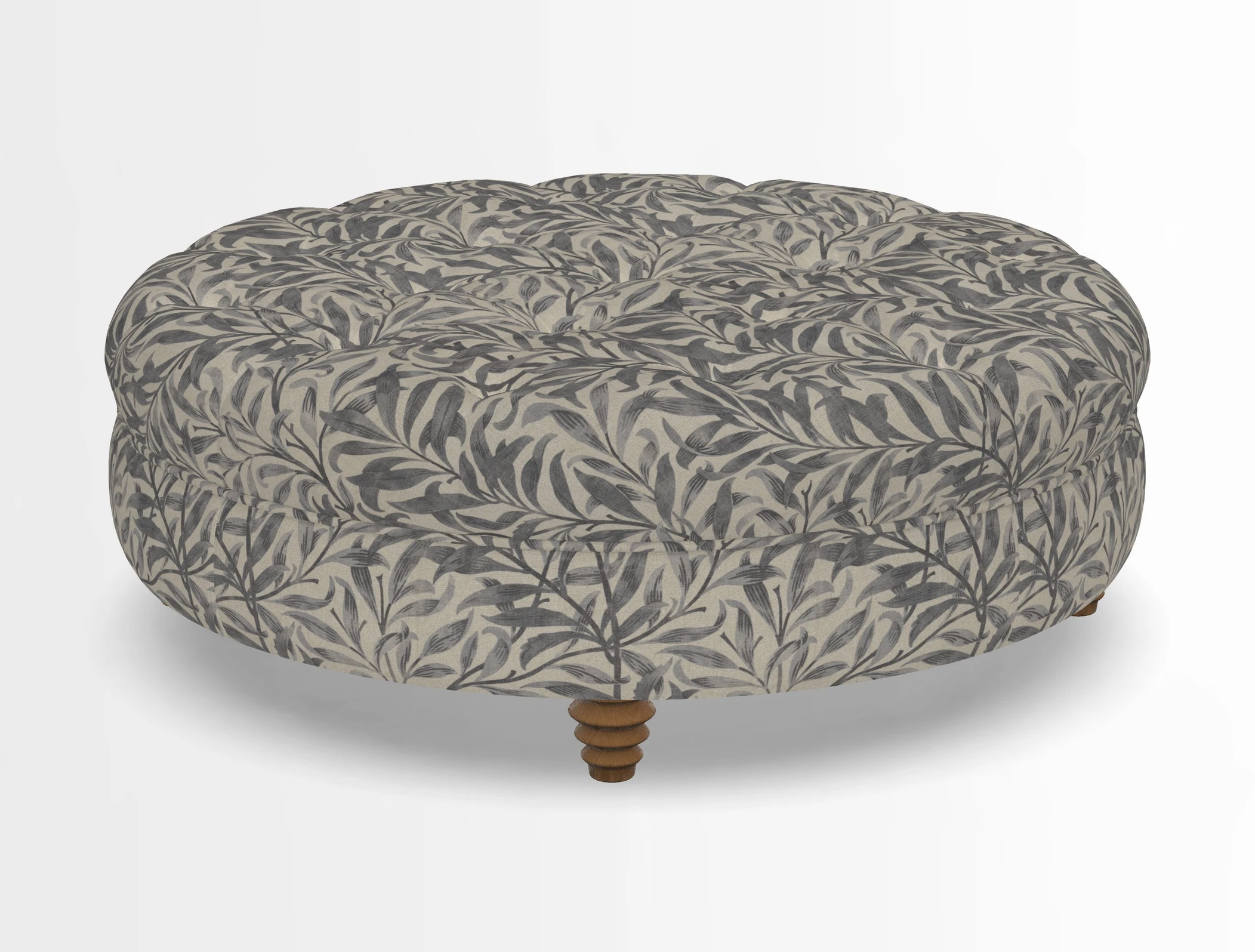 Helmsley Round Footstool in Linwood Omega Velvet Navy