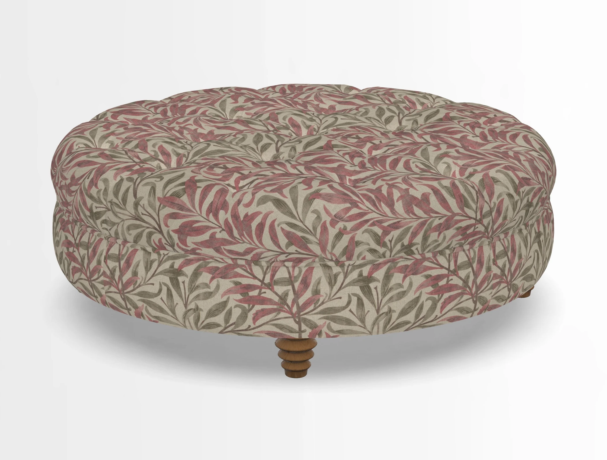 Helmsley Round Footstool in Linwood Omega Velvet Navy