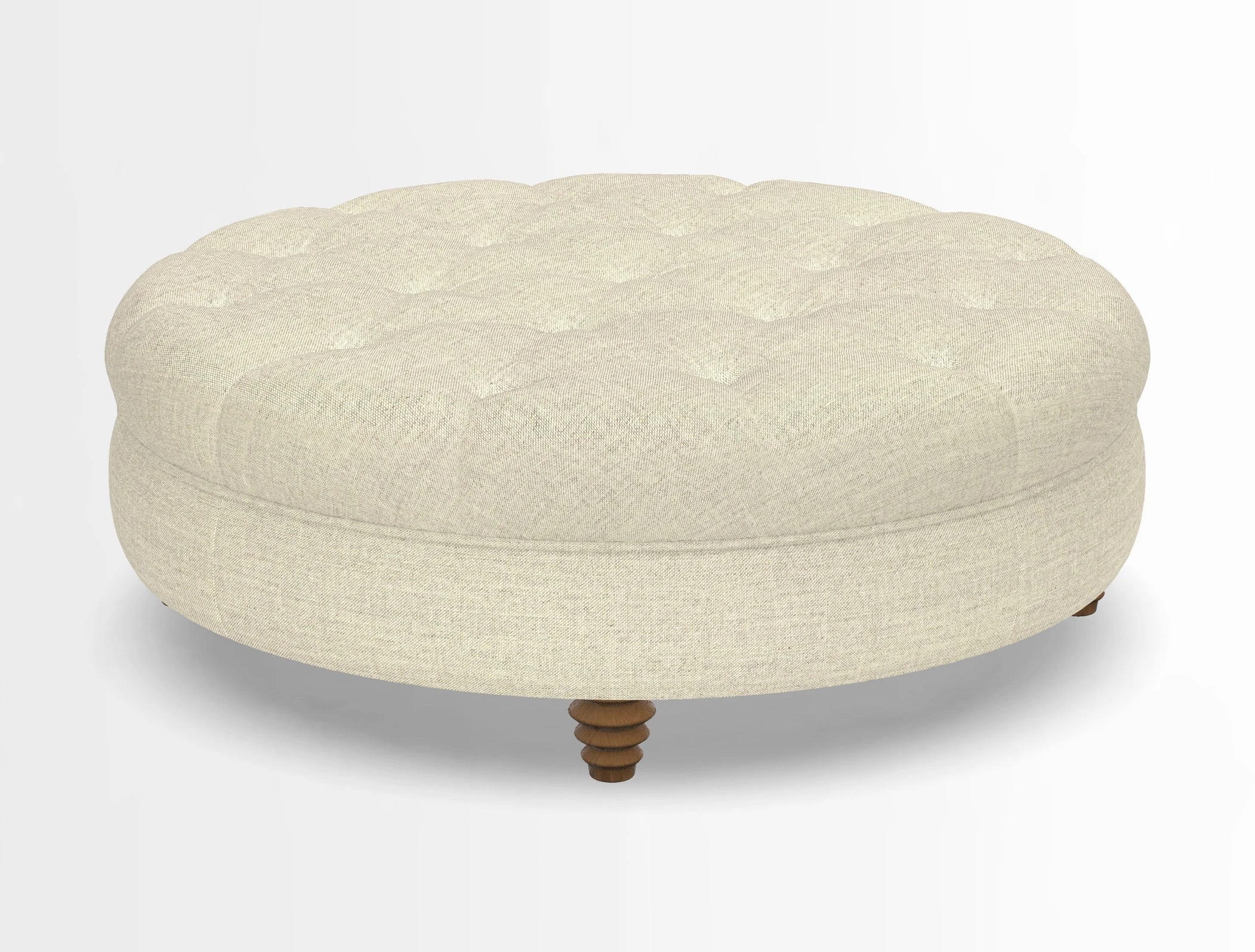 Helmsley Round Footstool in Linwood Omega Velvet Navy