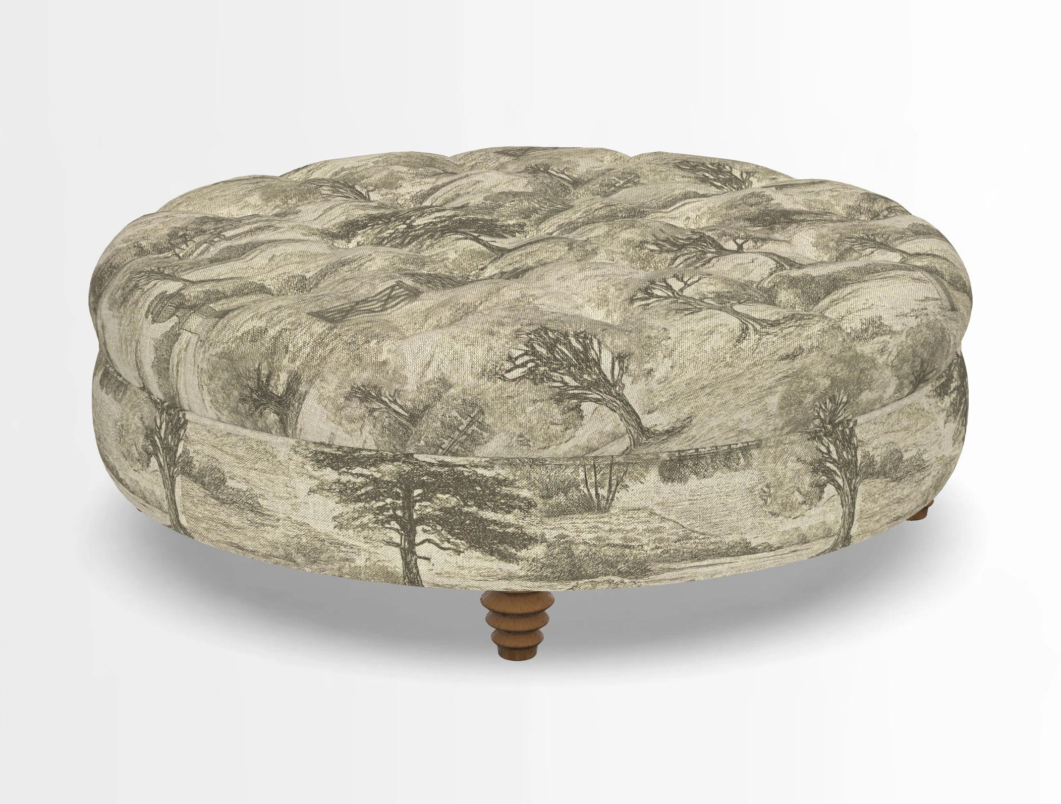 Helmsley Round Footstool in Linwood Omega Velvet Navy