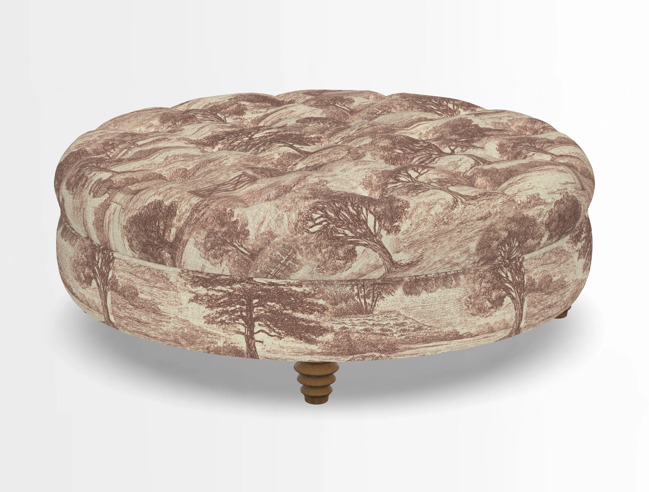 Helmsley Round Footstool in Linwood Omega Velvet Navy