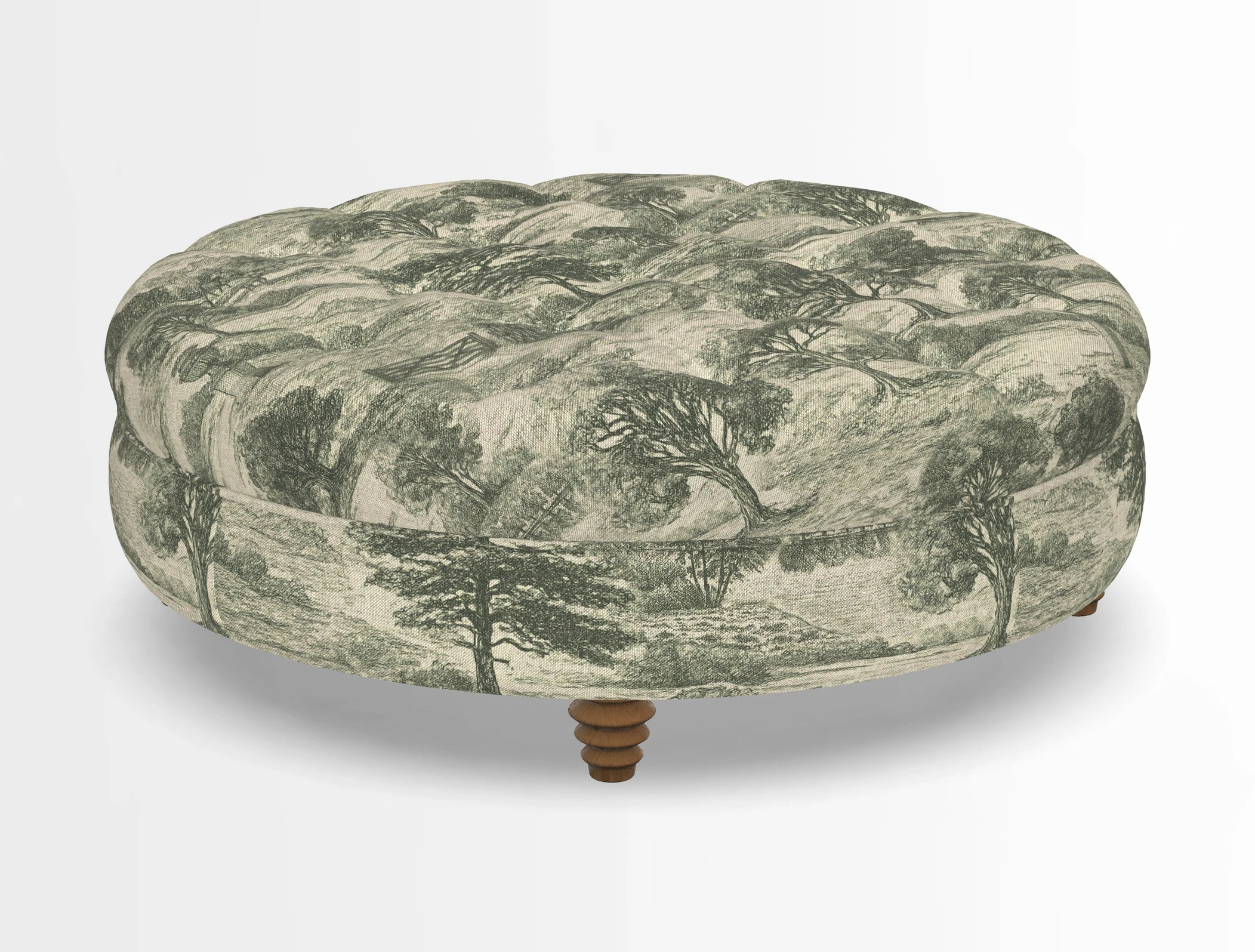 Helmsley Round Footstool in Linwood Omega Velvet Navy