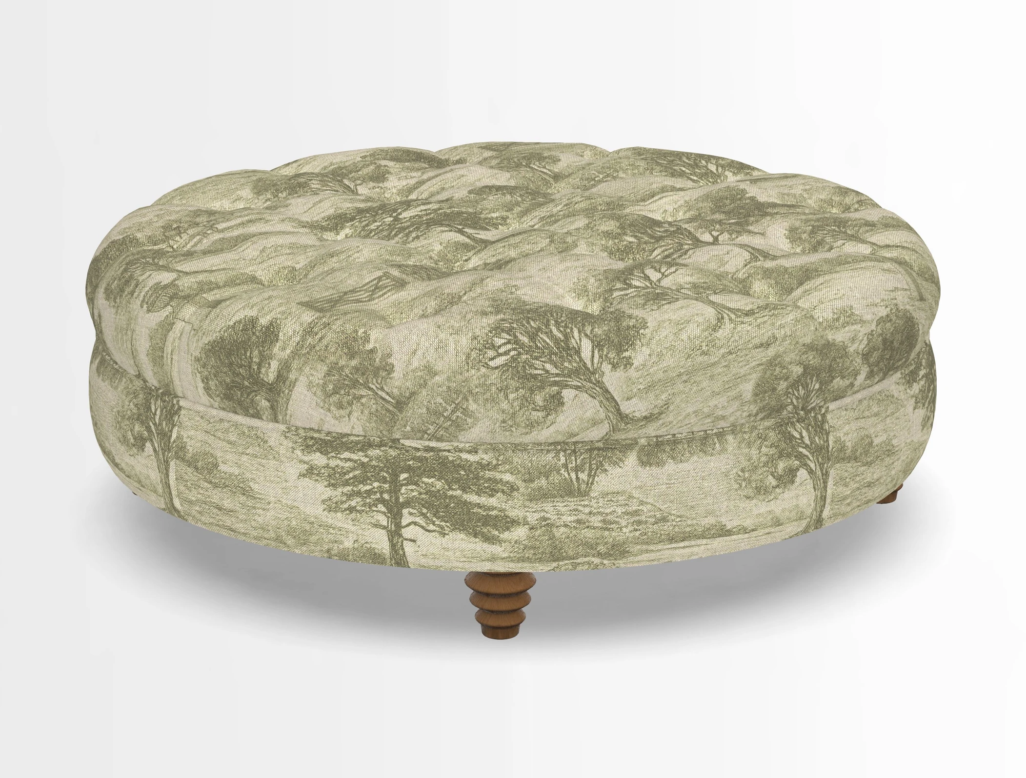 Helmsley Round Footstool in Linwood Omega Velvet Navy