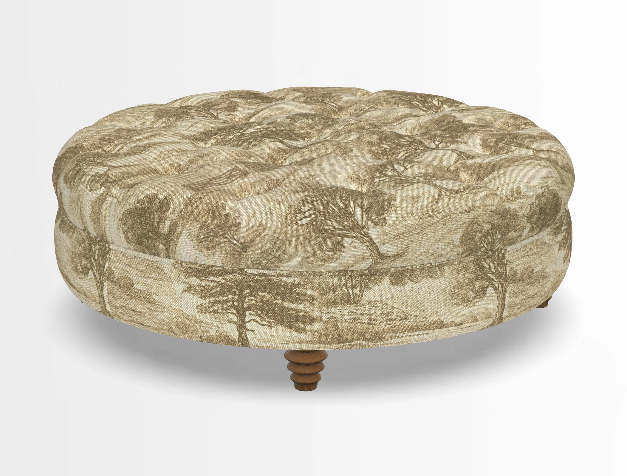 Helmsley Round Footstool in Linwood Omega Velvet Navy
