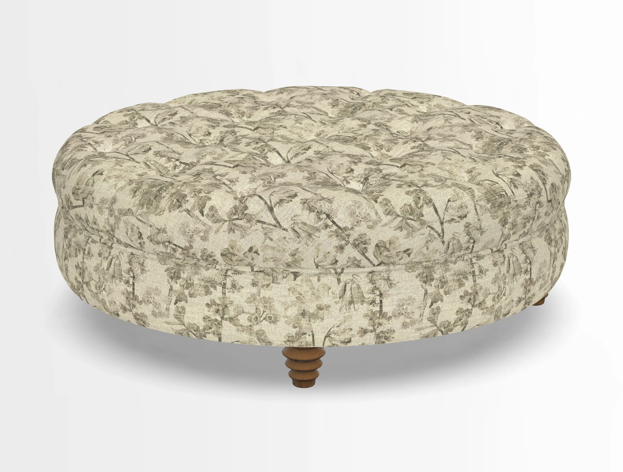 Helmsley Round Footstool in Linwood Omega Velvet Navy
