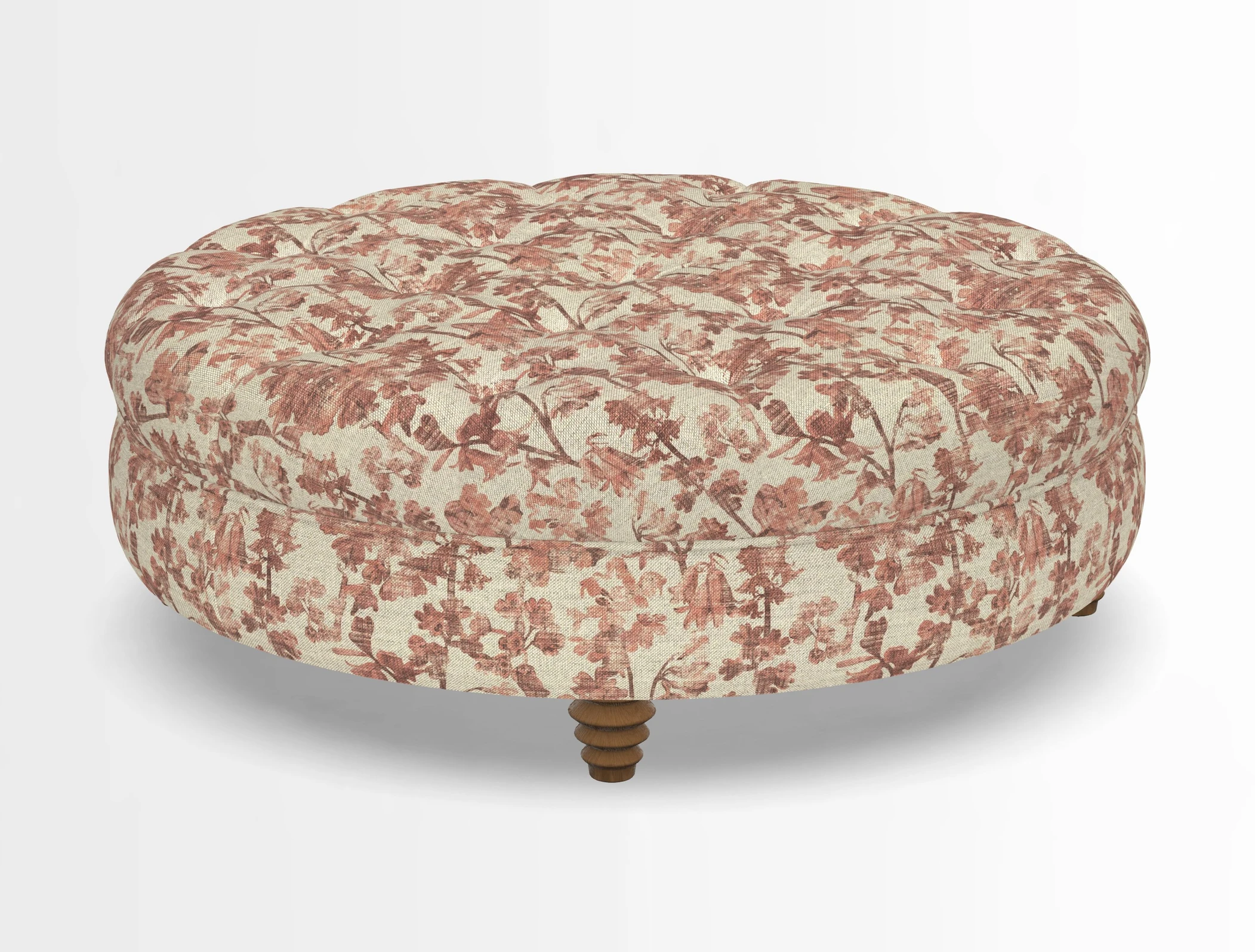 Helmsley Round Footstool in Linwood Omega Velvet Navy