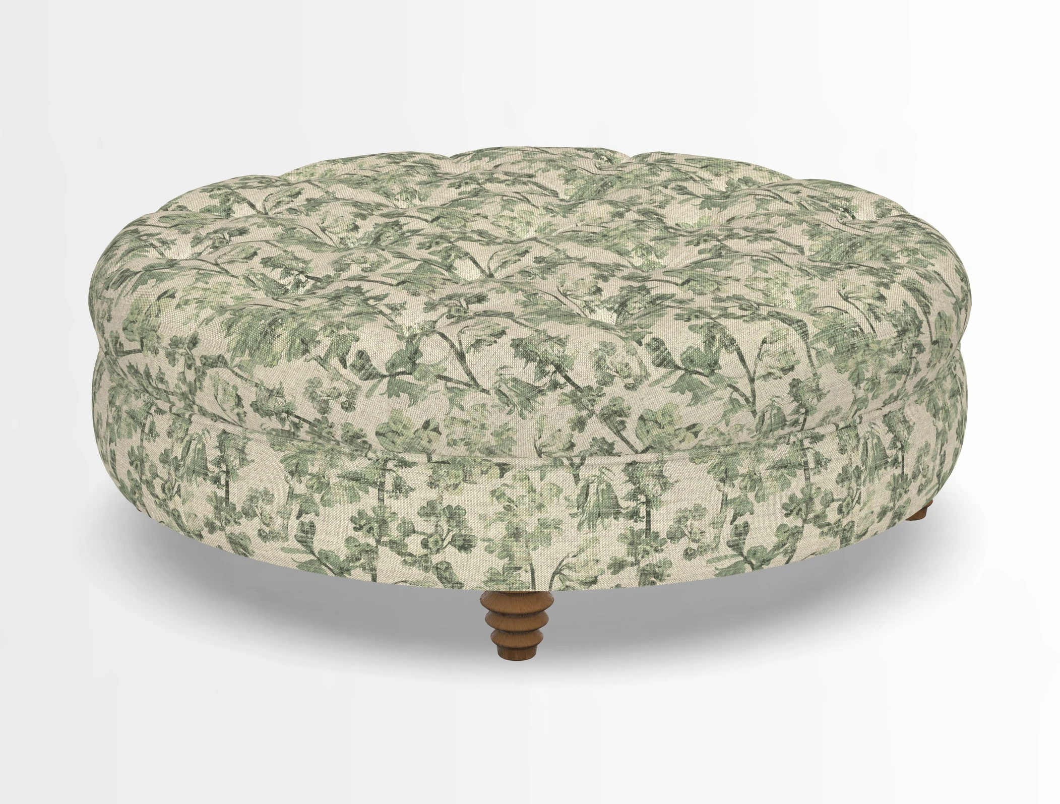 Helmsley Round Footstool in Linwood Omega Velvet Navy
