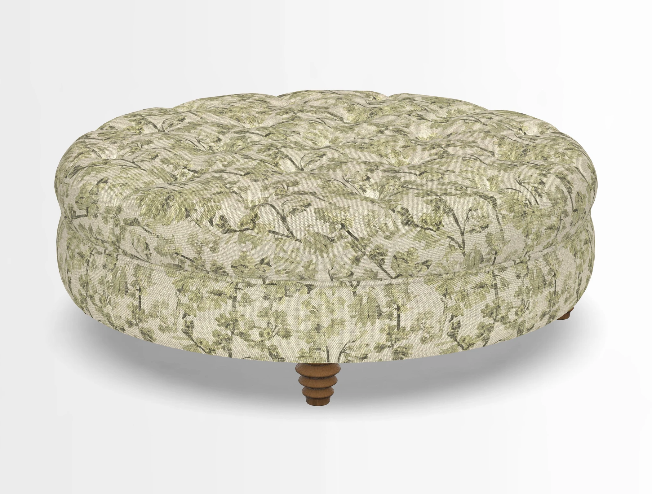 Helmsley Round Footstool in Linwood Omega Velvet Navy