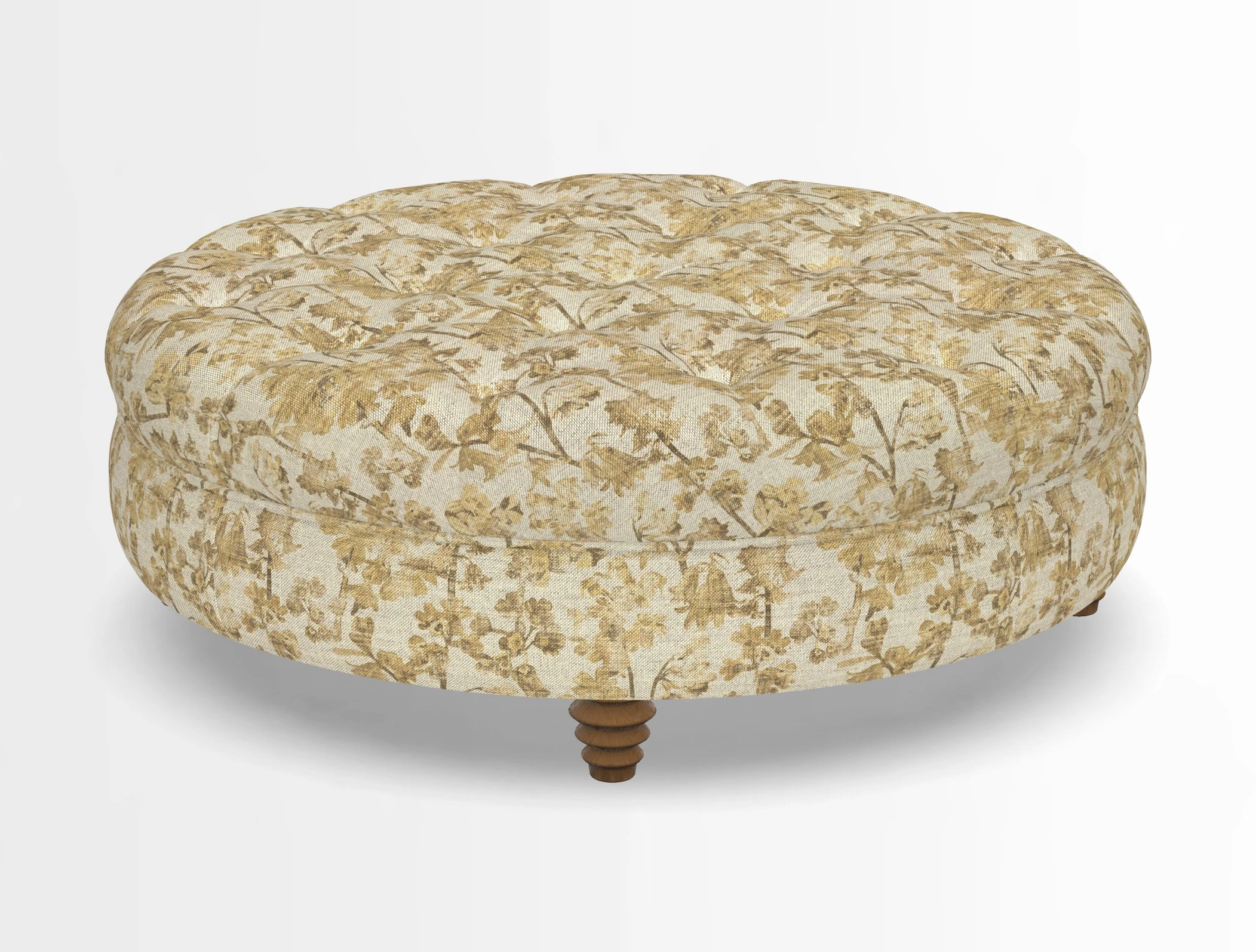 Helmsley Round Footstool in Linwood Omega Velvet Navy