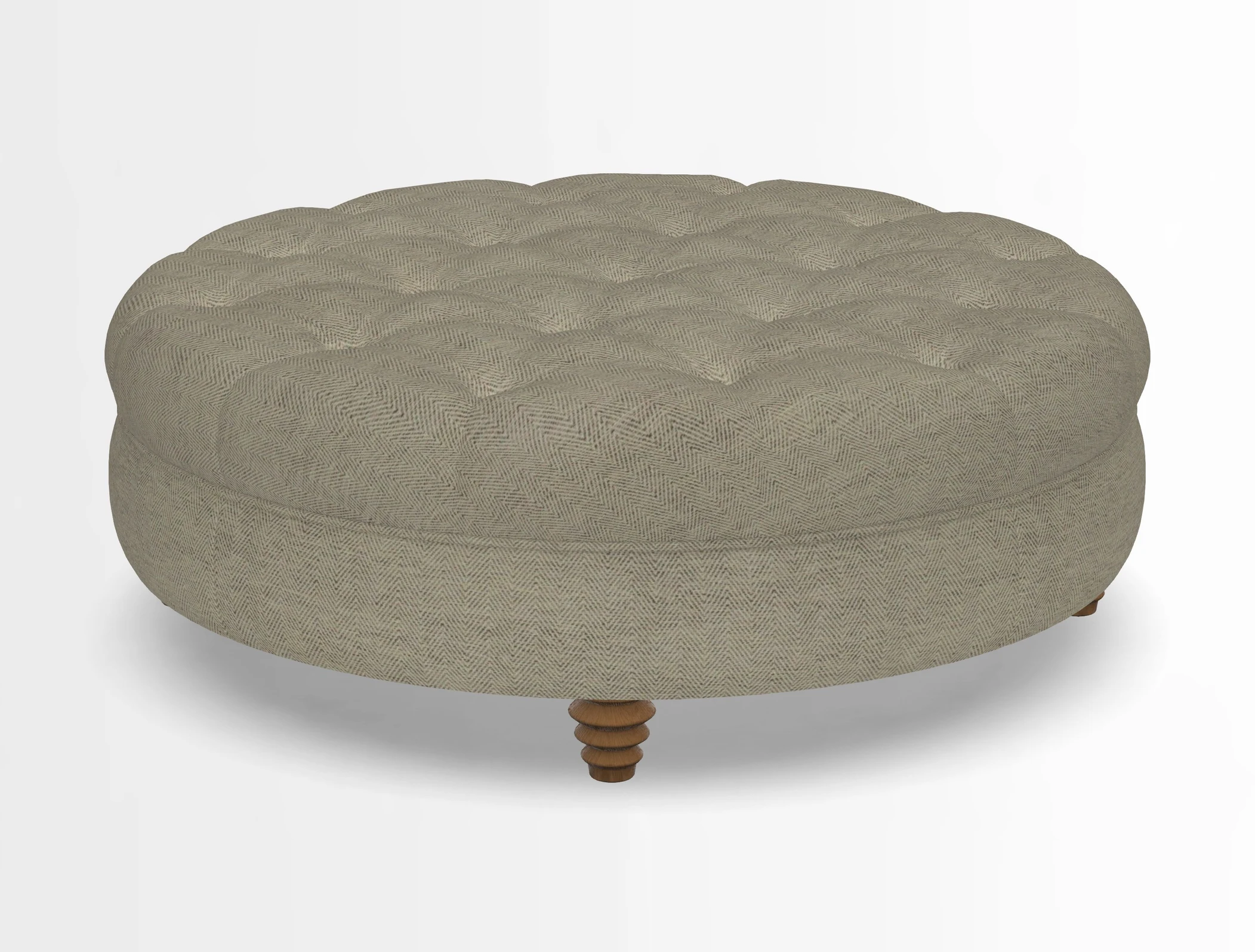 Helmsley Round Footstool in Linwood Omega Velvet Navy