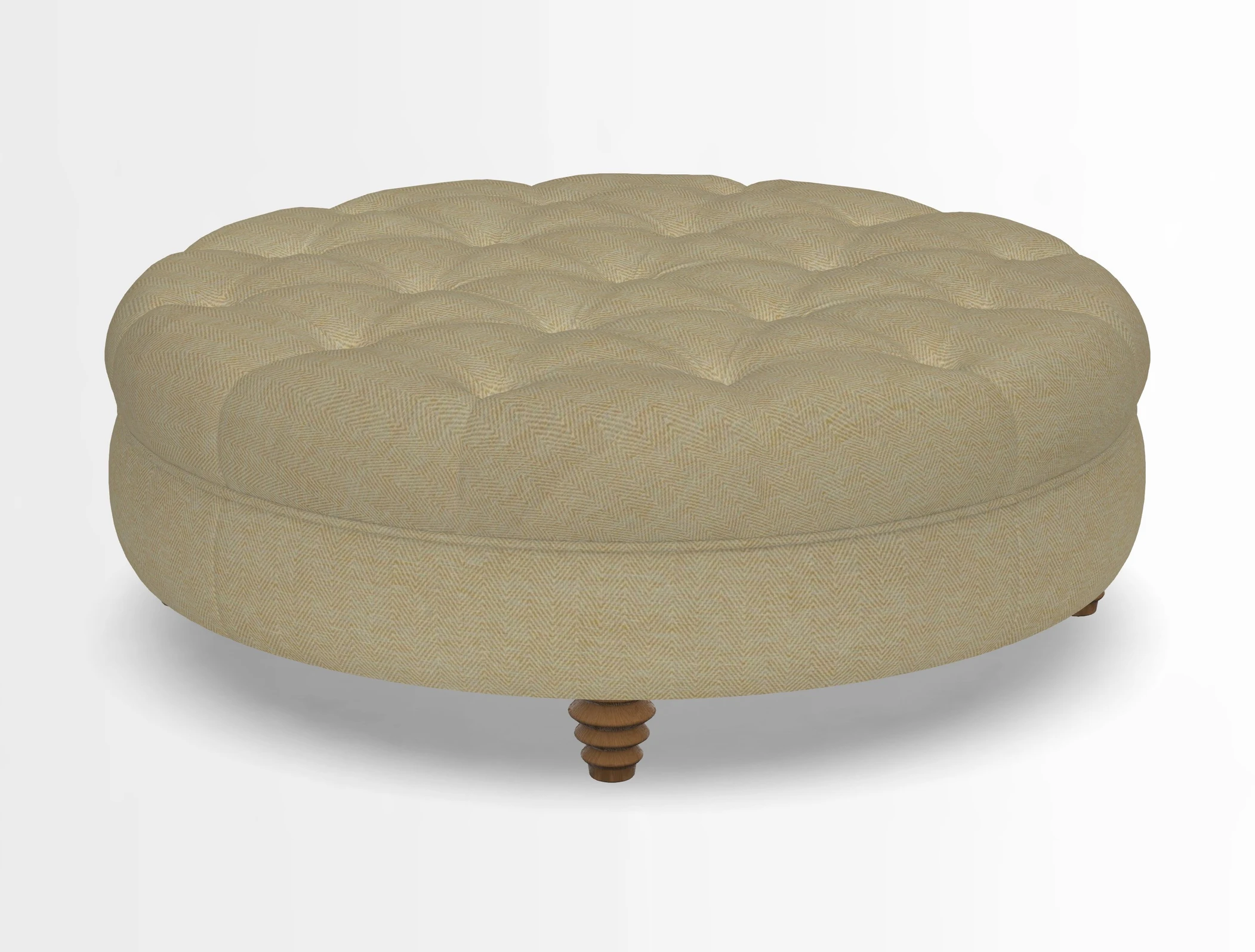 Helmsley Round Footstool in Linwood Omega Velvet Navy