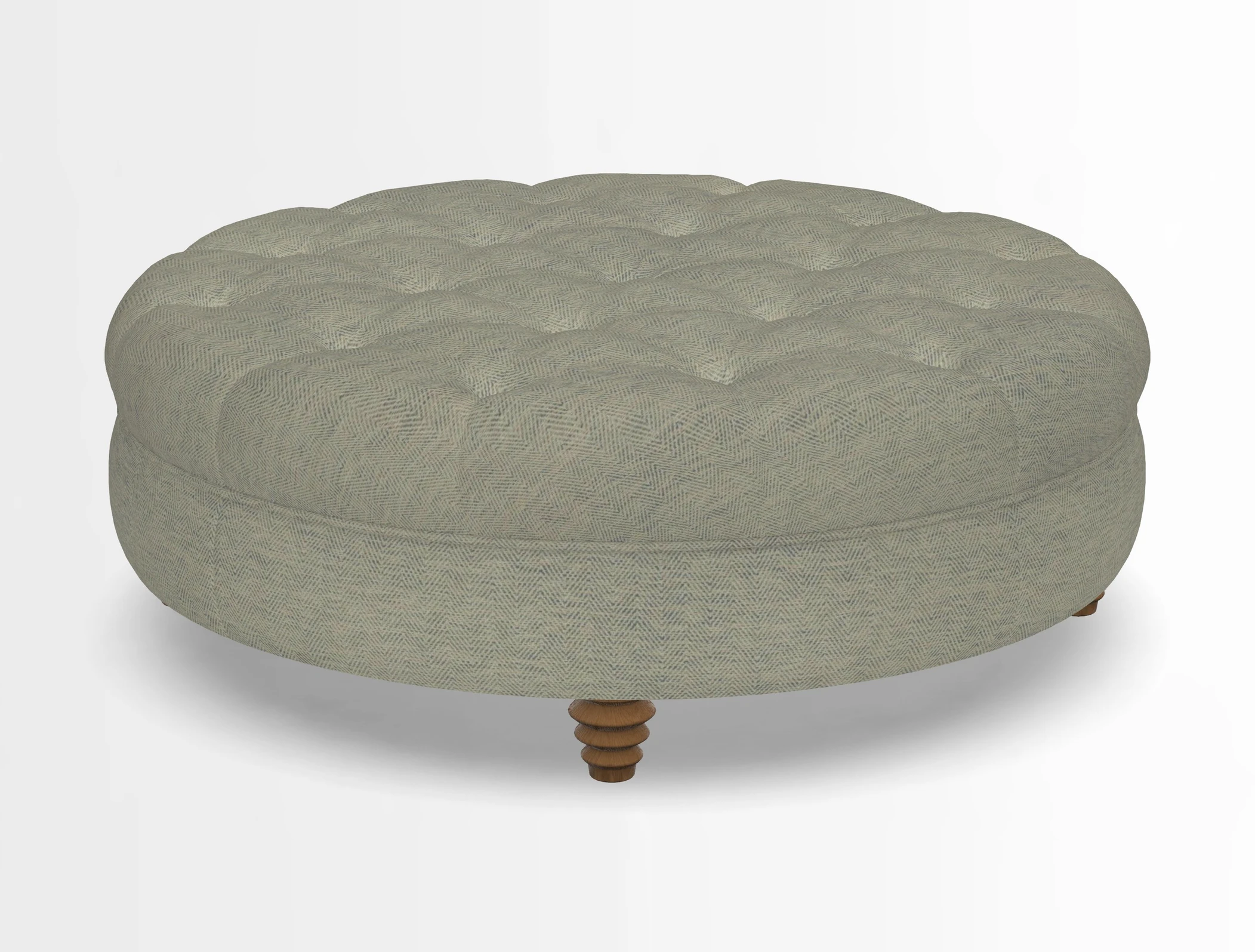 Helmsley Round Footstool in Linwood Omega Velvet Navy