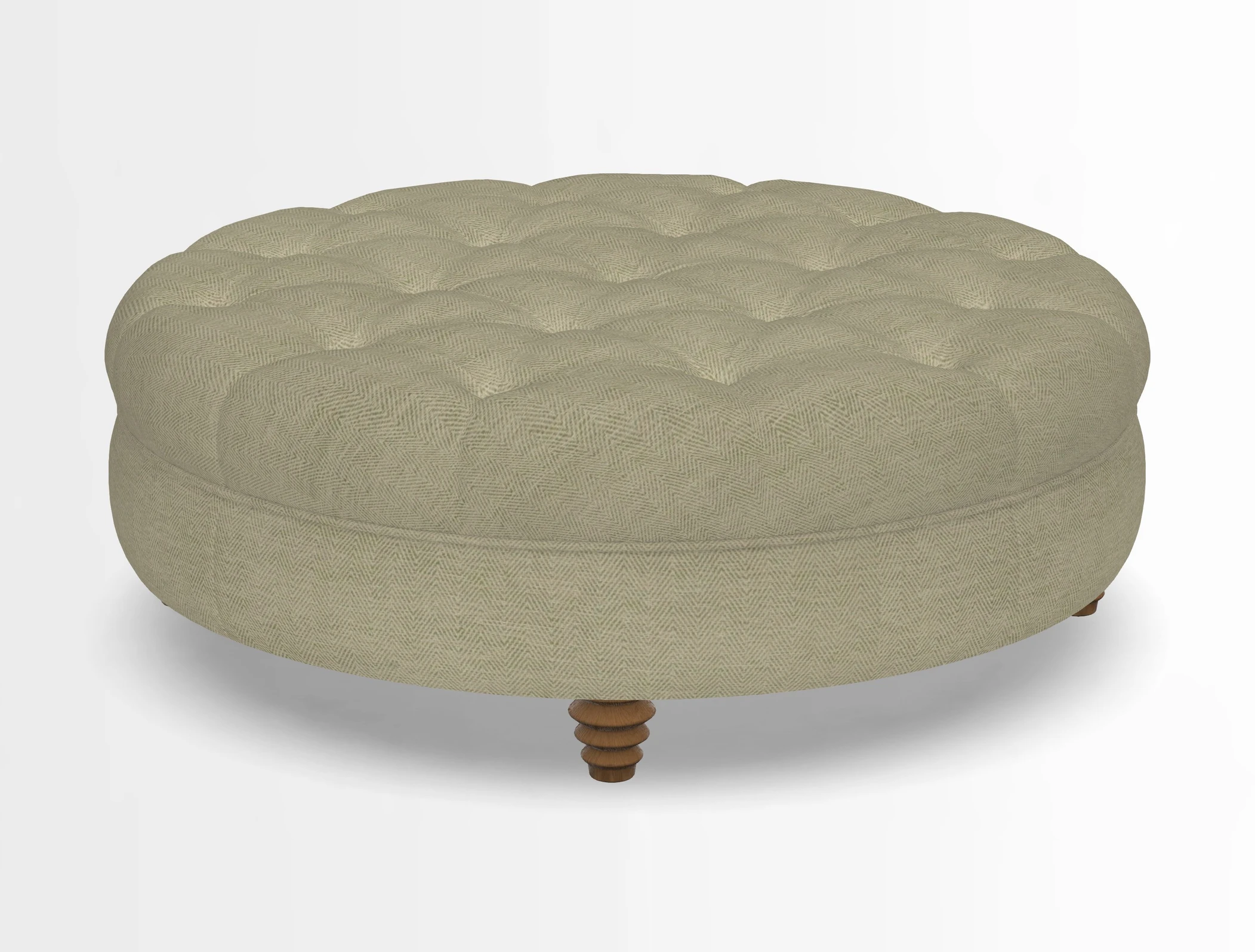 Helmsley Round Footstool in Linwood Omega Velvet Navy