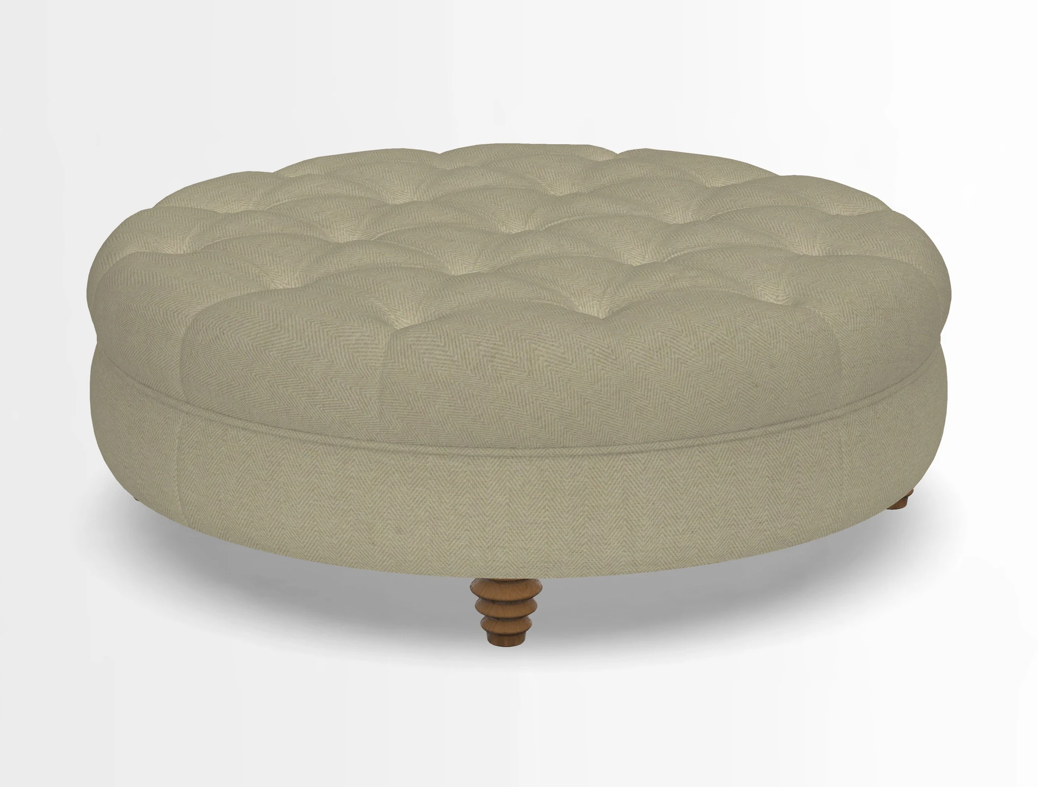 Helmsley Round Footstool in Linwood Omega Velvet Navy