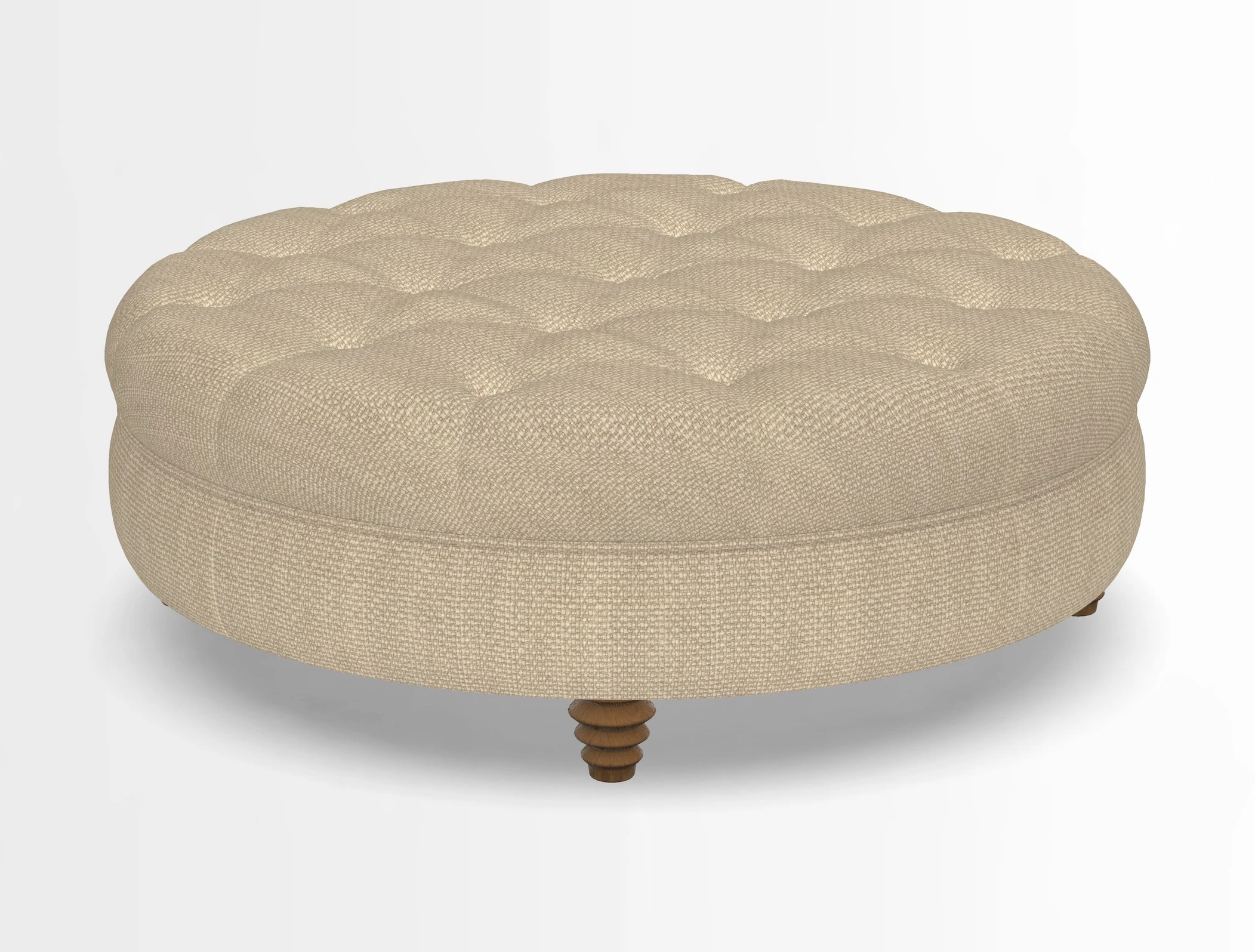 Helmsley Round Footstool in Linwood Omega Velvet Navy